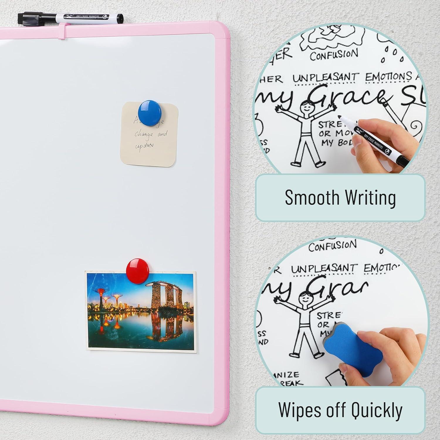 imageMr Pen Dry Erase Board 18 x 24 with a Black Marker White Frame Dry Erase Board for Wall Magnetic Whiteboard for Wall Dry Erase Boards Whiteboards Magnetic White BoardPink