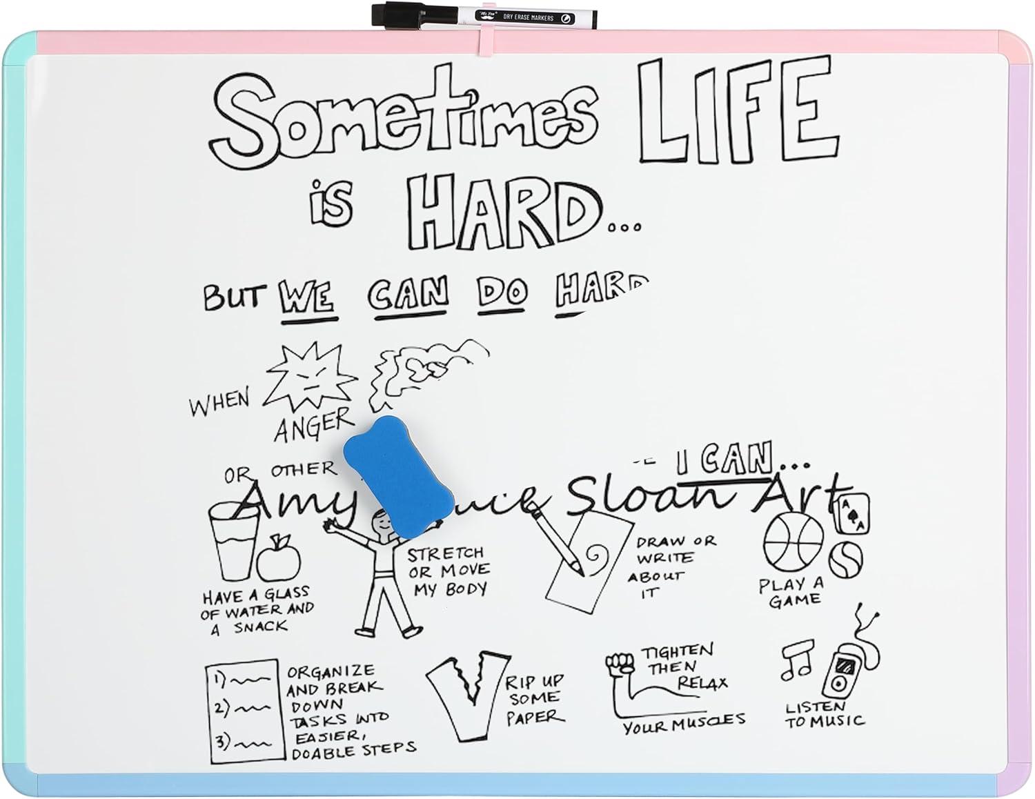 imageMr Pen Dry Erase Board 18 x 24 with a Black Marker White Frame Dry Erase Board for Wall Magnetic Whiteboard for Wall Dry Erase Boards Whiteboards Magnetic White BoardColorful