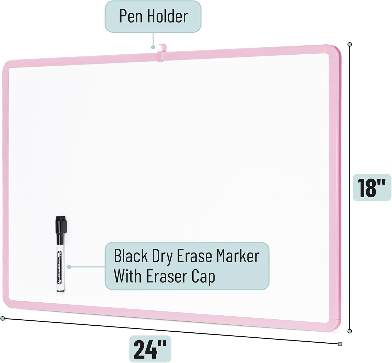 imageMr Pen Dry Erase Board 18 x 24 with a Black Marker White Frame Dry Erase Board for Wall Magnetic Whiteboard for Wall Dry Erase Boards Whiteboards Magnetic White BoardPink