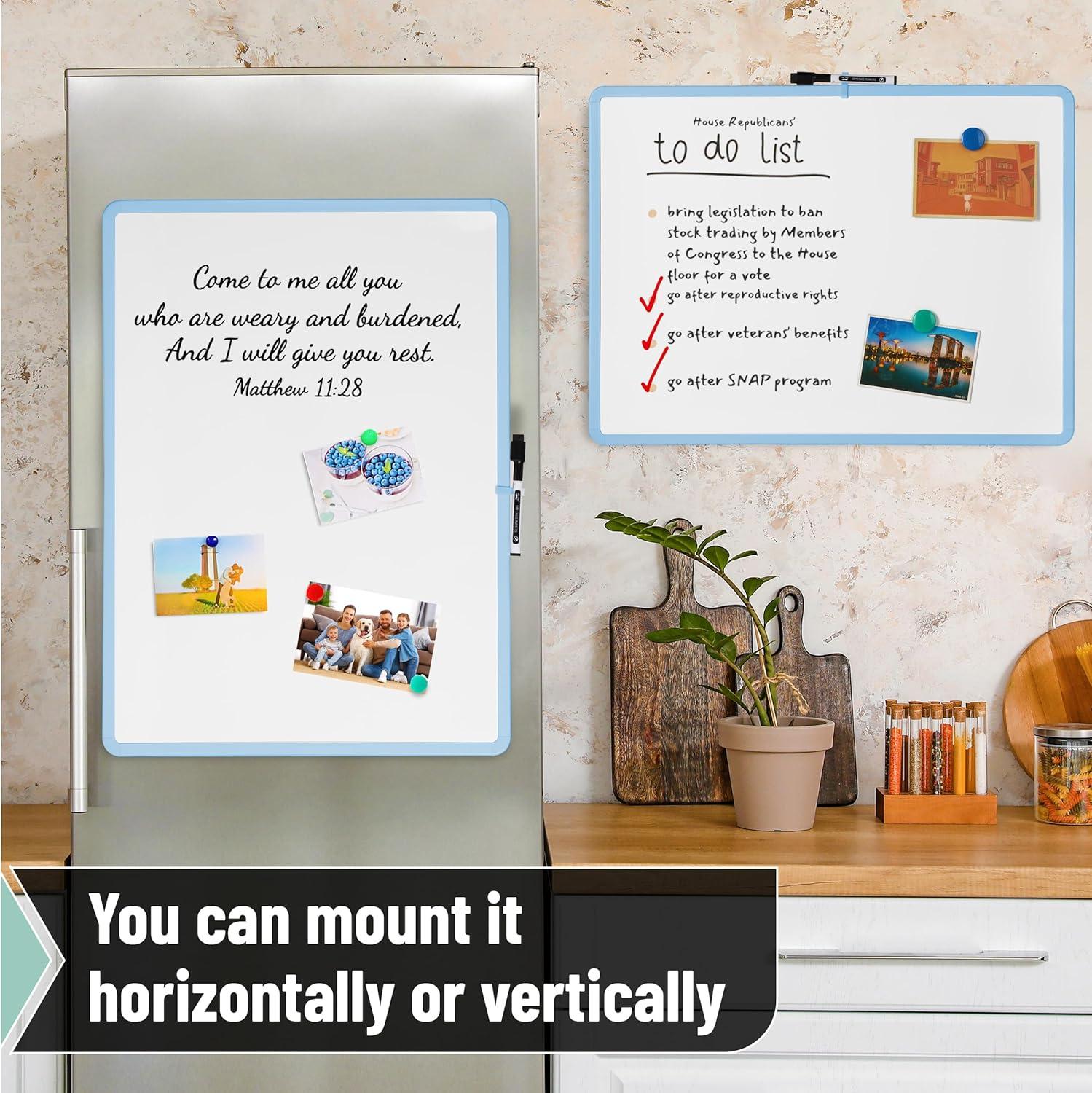 imageMr Pen Dry Erase Board 18 x 24 with a Black Marker White Frame Dry Erase Board for Wall Magnetic Whiteboard for Wall Dry Erase Boards Whiteboards Magnetic White BoardPastel Blue