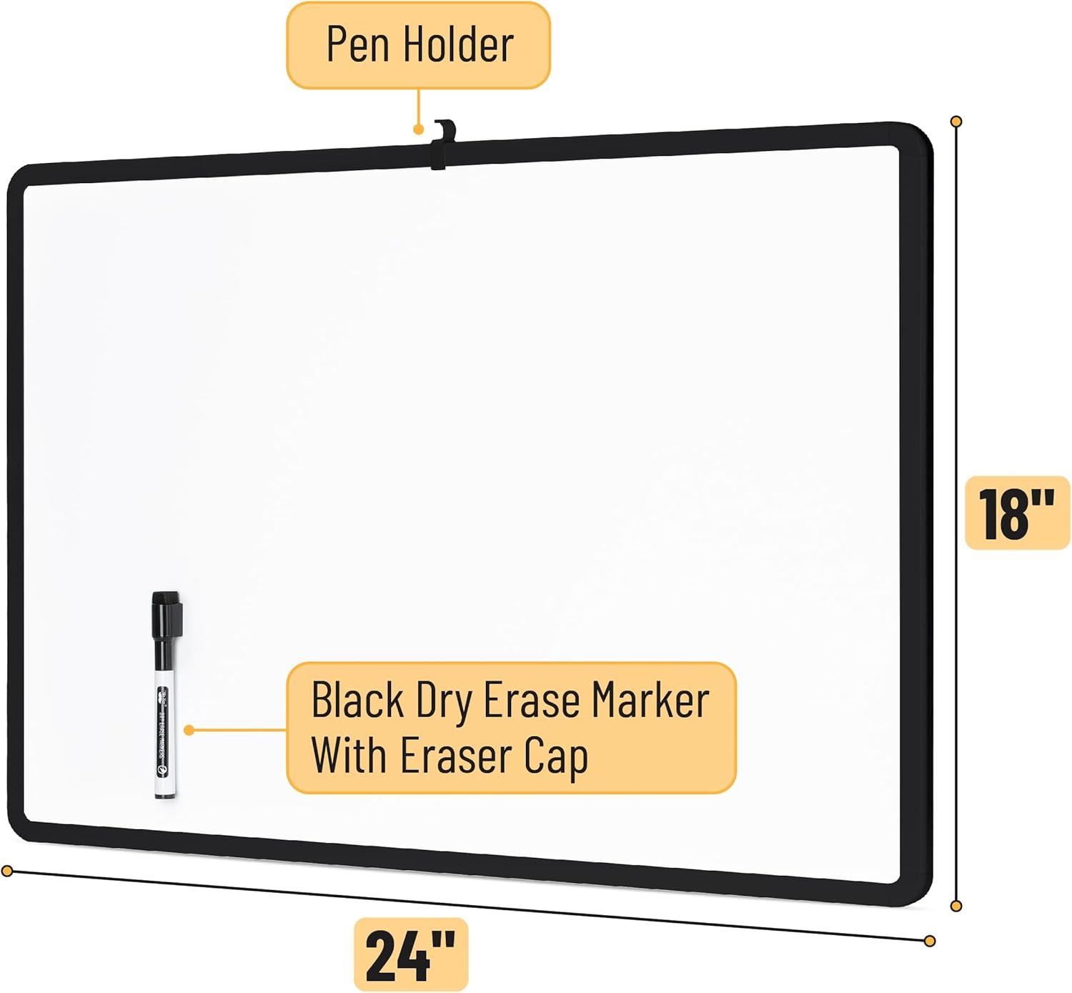 imageMr Pen Dry Erase Board 18 x 24 with a Black Marker White Frame Dry Erase Board for Wall Magnetic Whiteboard for Wall Dry Erase Boards Whiteboards Magnetic White BoardBlack