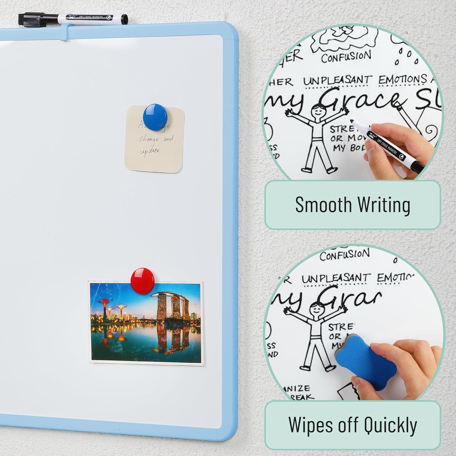 imageMr Pen Dry Erase Board 18 x 24 with a Black Marker White Frame Dry Erase Board for Wall Magnetic Whiteboard for Wall Dry Erase Boards Whiteboards Magnetic White BoardPastel Blue