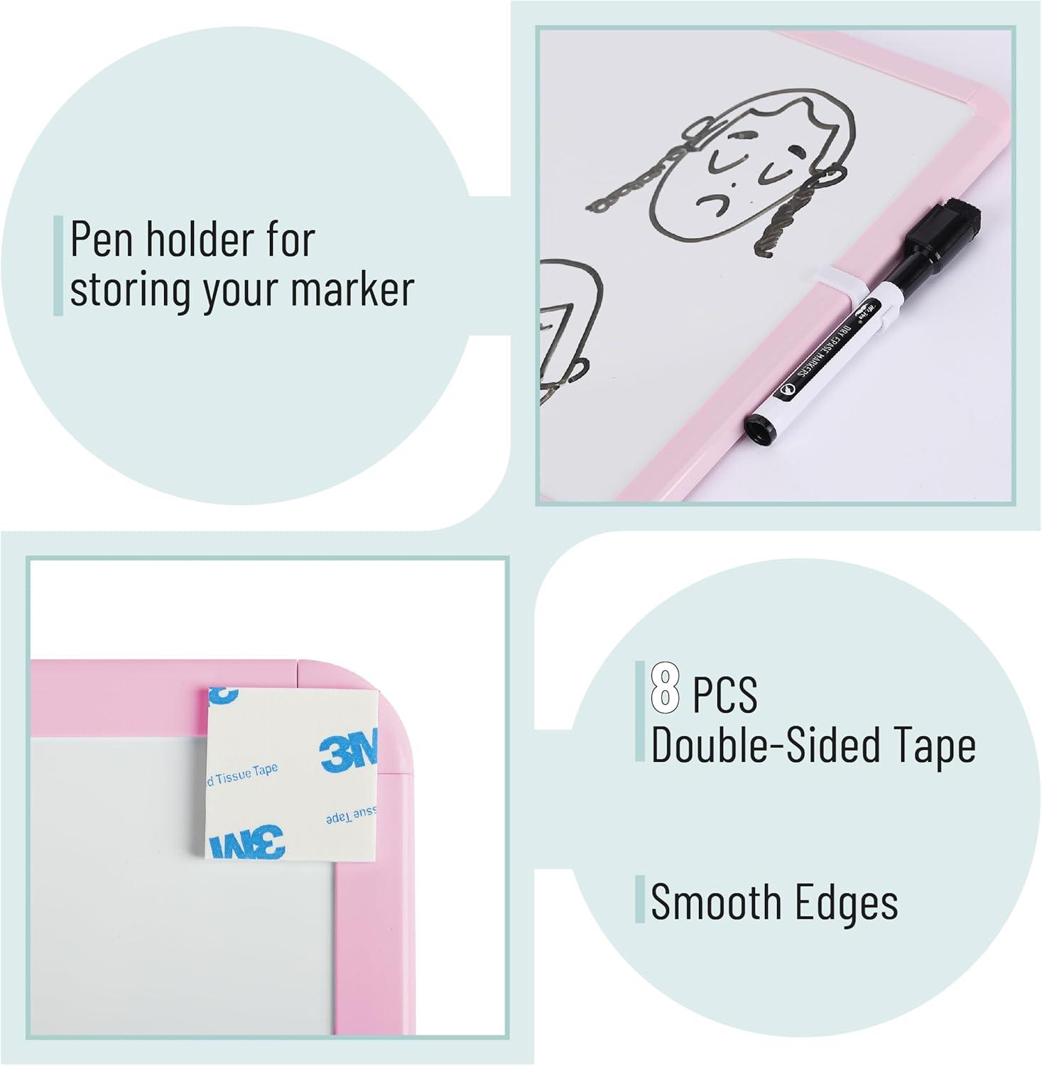 imageMr Pen Dry Erase Board 18 x 24 with a Black Marker White Frame Dry Erase Board for Wall Magnetic Whiteboard for Wall Dry Erase Boards Whiteboards Magnetic White BoardPink