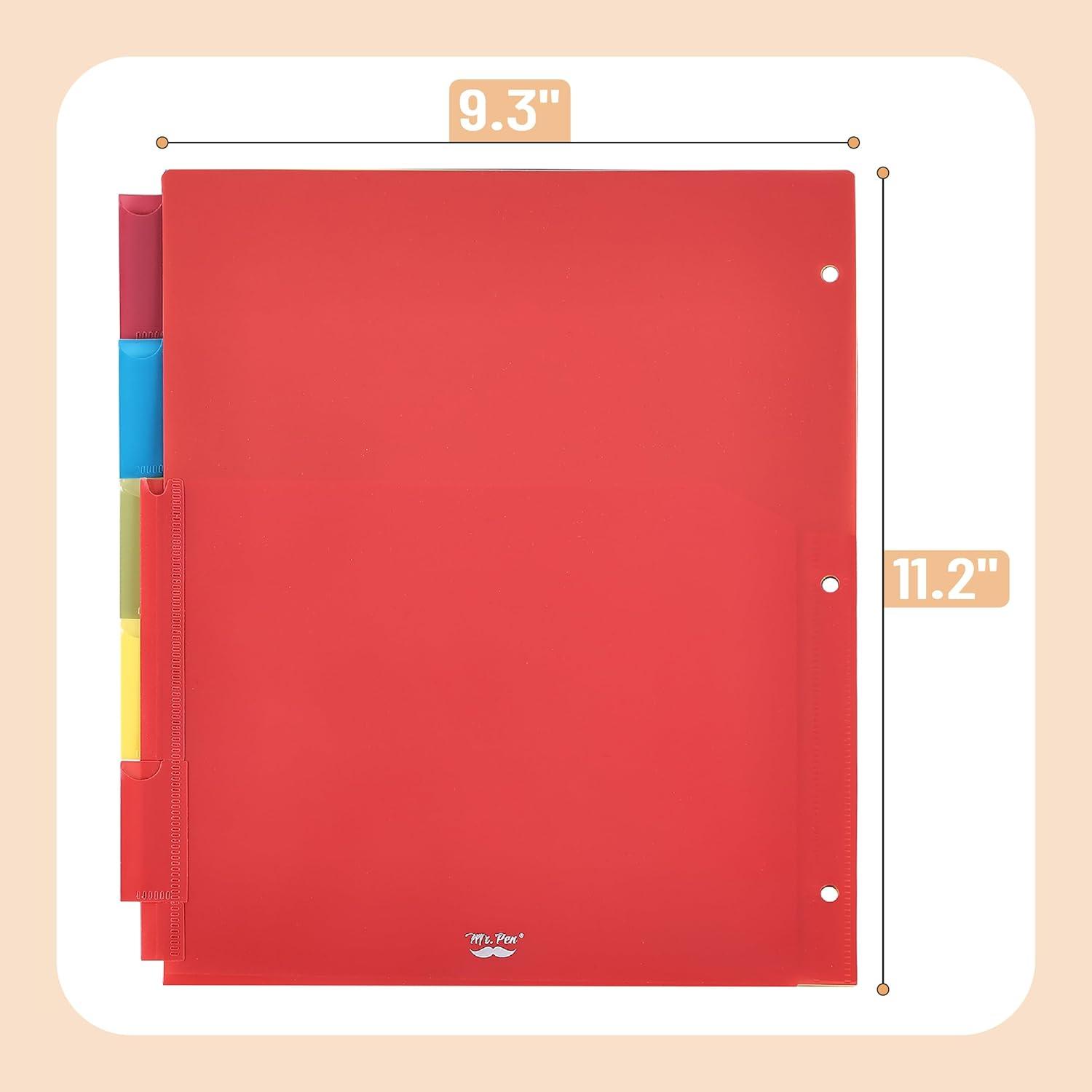 imageMr Pen Expanding Binder Dividers with Tabs and Pockets 5 Tabs Colorful Dividers for 3 Ring Binder