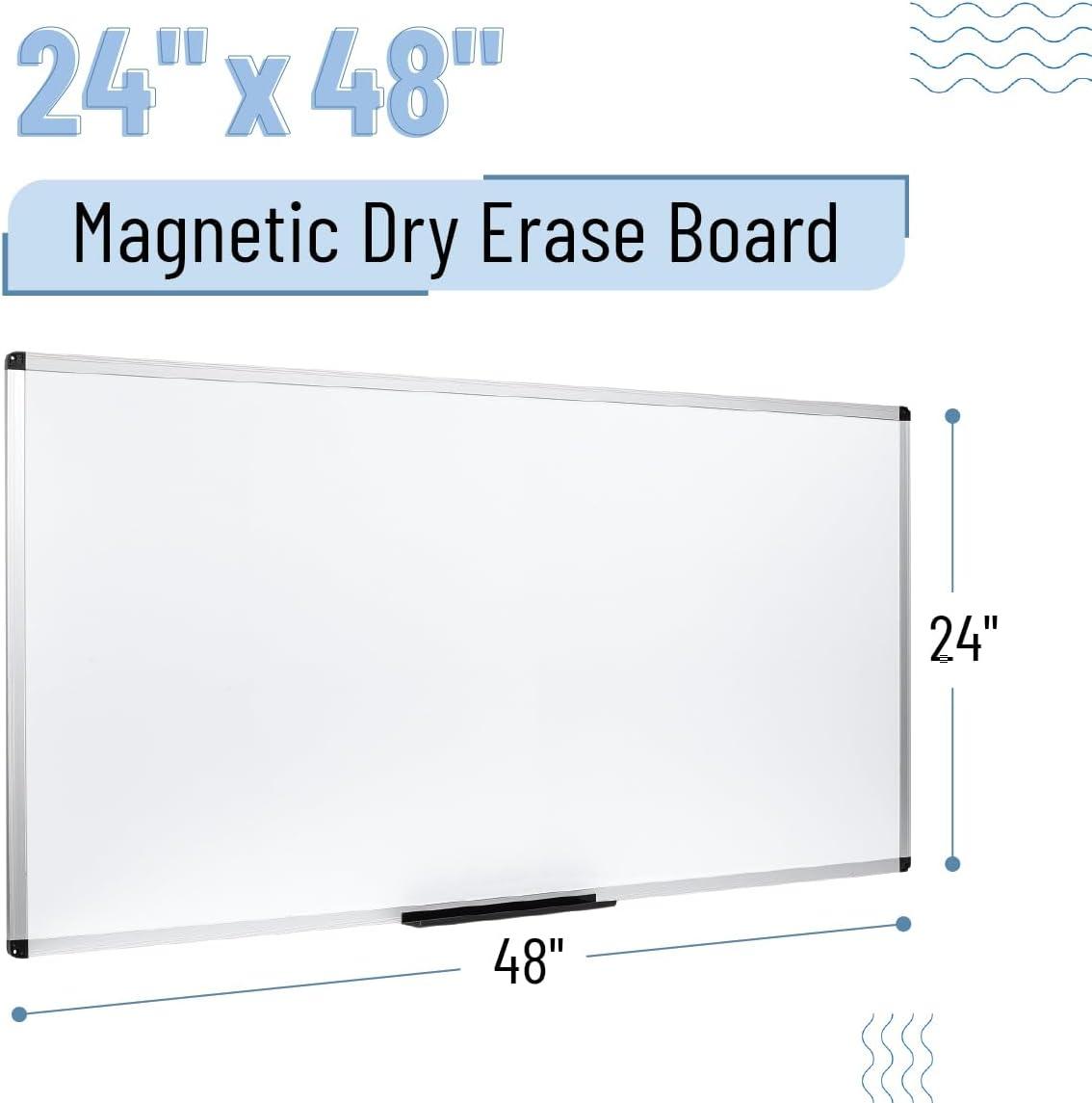 imageMr Pen Magnetic Dry Erase Board for Wall 24quot x 48quot Silver Aluminum Frame Large White Board Dry Erase with Marker Tray ampamp Mounting Hardware24 x 48