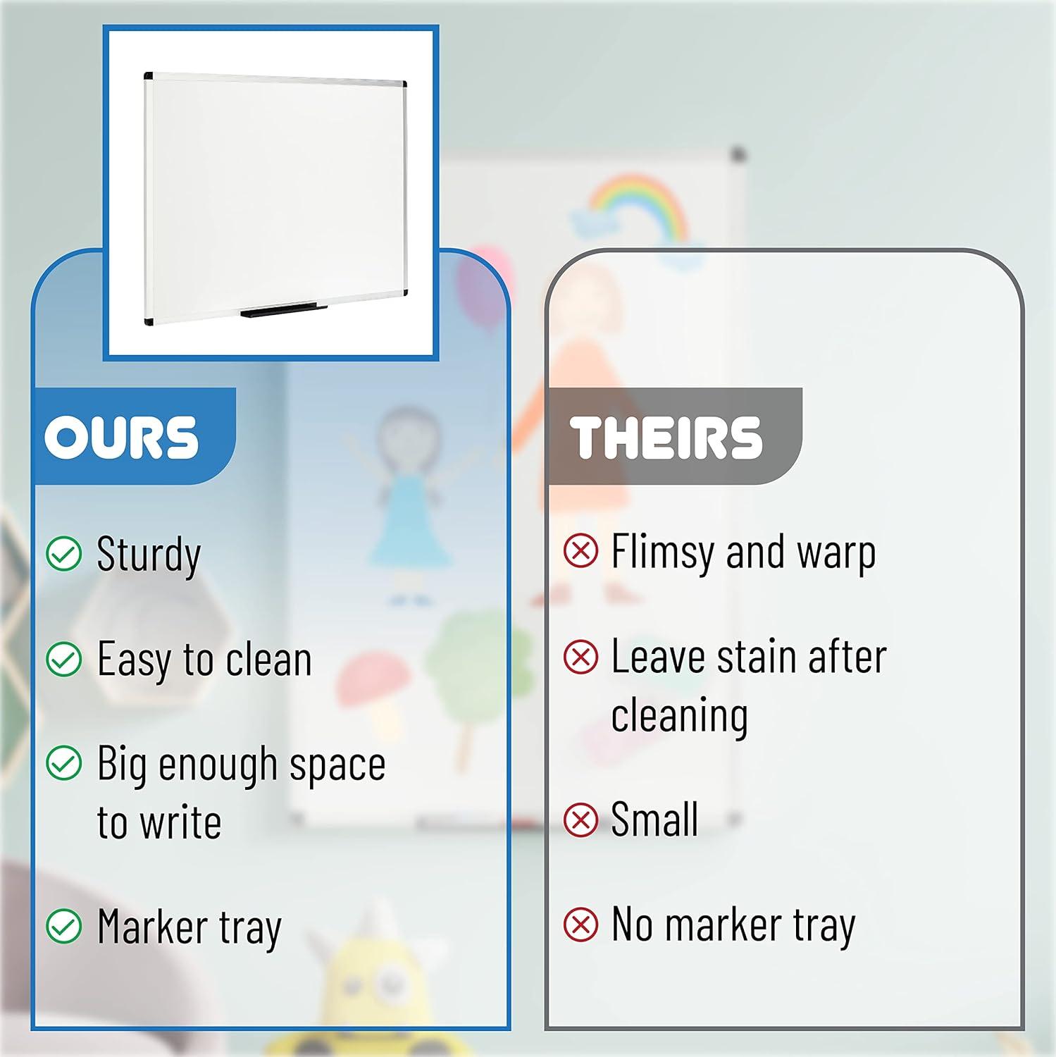 imageMr Pen Magnetic Dry Erase Board for Wall 24quot x 48quot Silver Aluminum Frame Large White Board Dry Erase with Marker Tray ampamp Mounting Hardware36 x 24