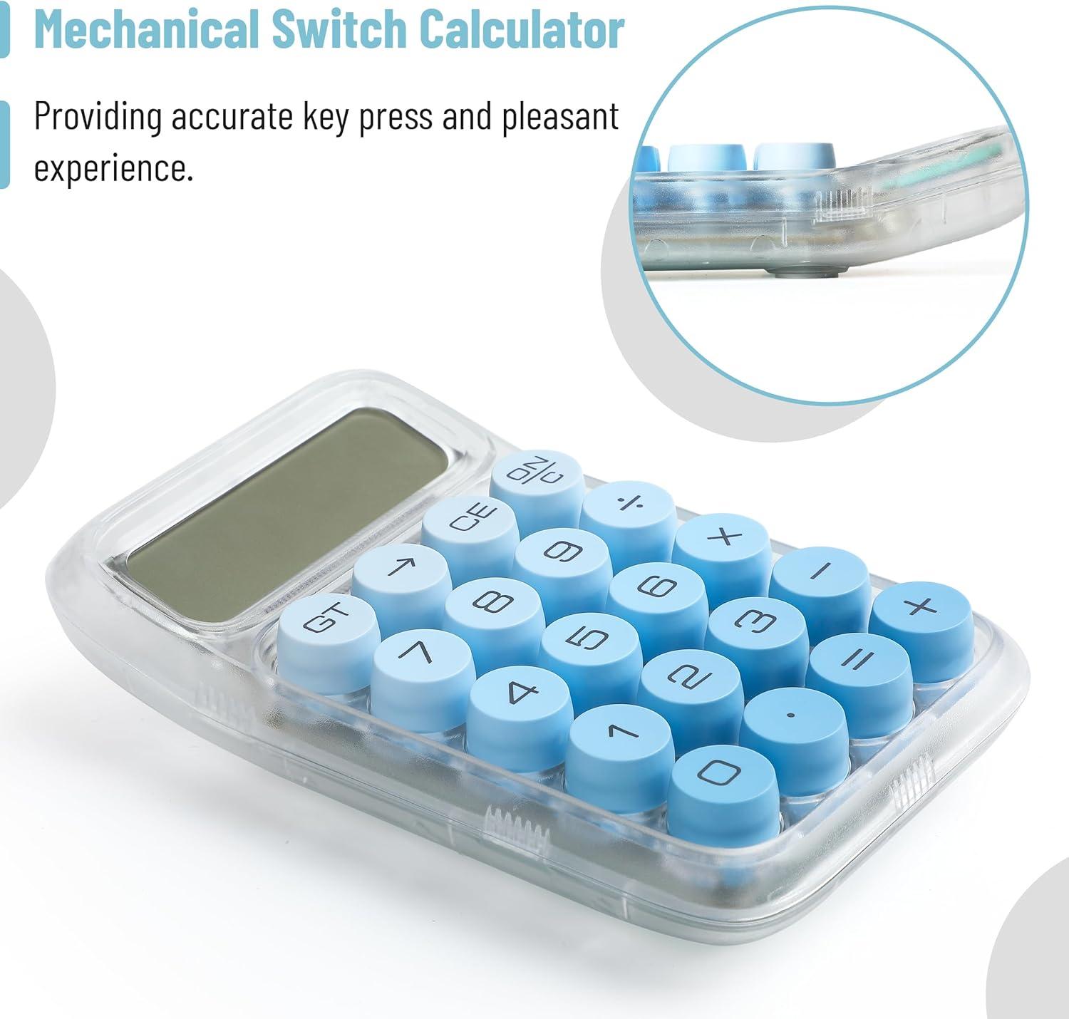 imageMr Pen Mechanical Switch Calculator 10 Digits Blue Transparent Body Large LCD Display Big Buttons Desktop Cute Aesthetic