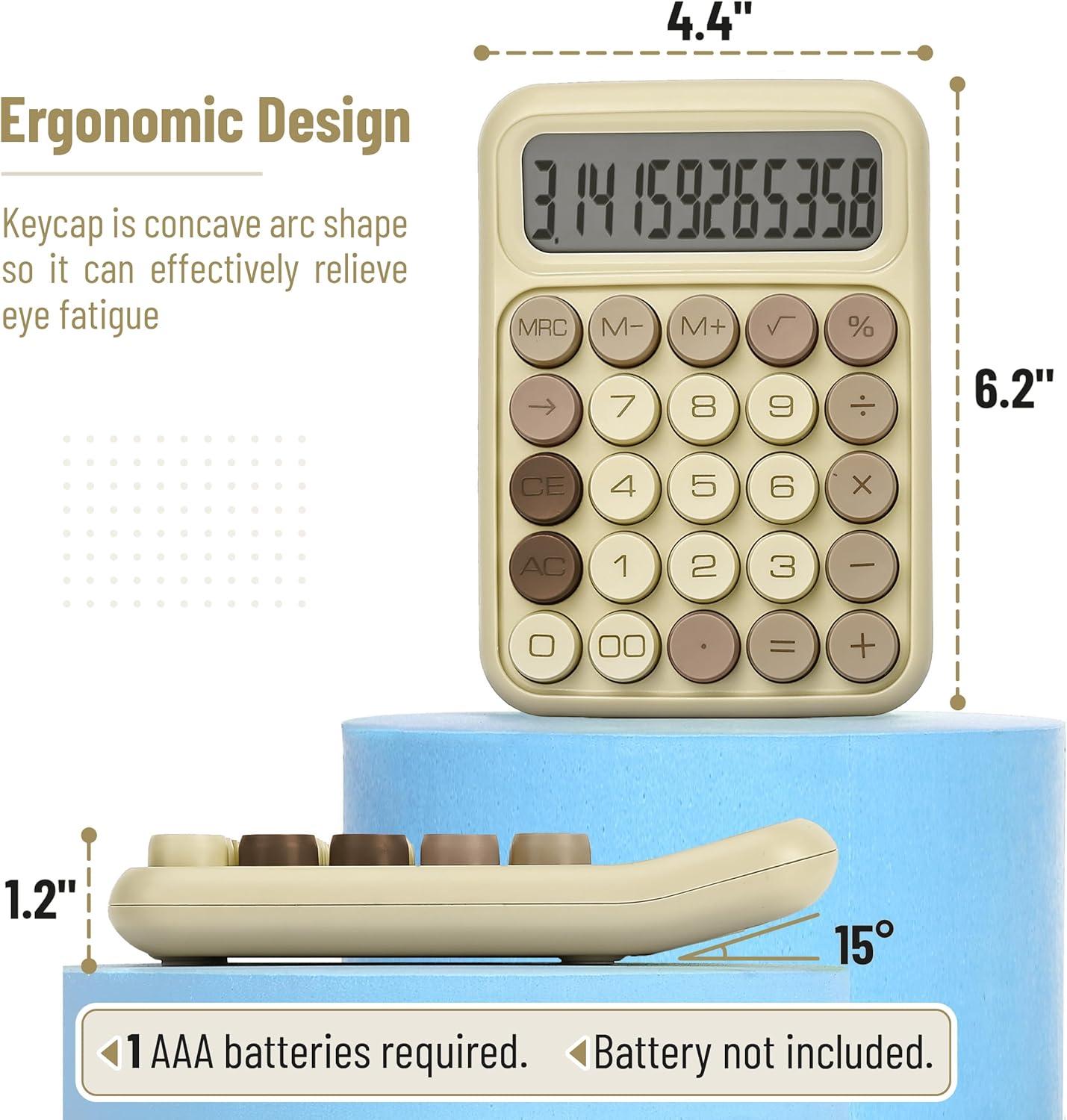 imageMr Pen Mechanical Switch Calculator 12 Digits Large LCD Display Khaki Cream Calculator Big Buttons Mechanical Calculator Calculators Desktop Calculator Cute Calculator Aesthetic Calculator