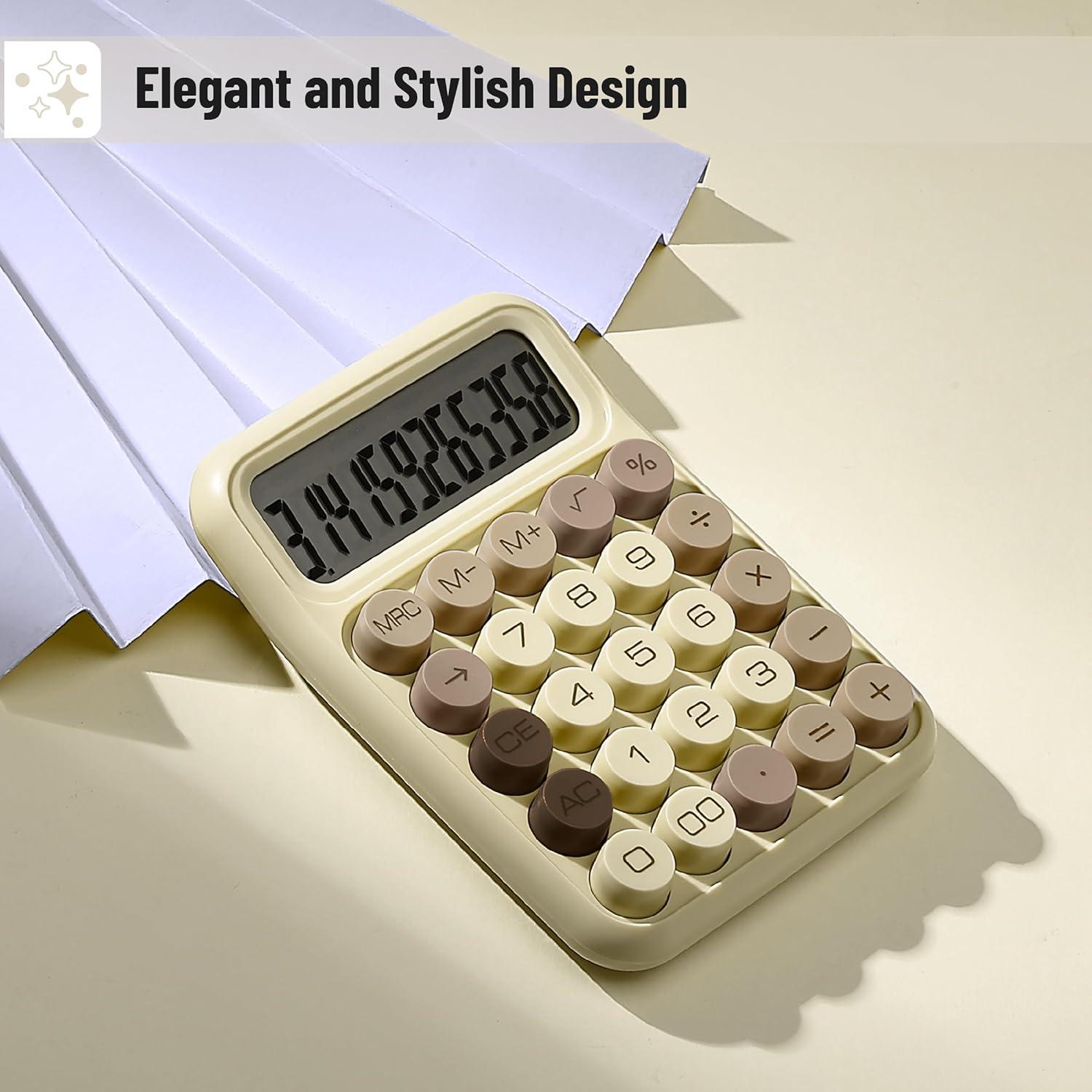 imageMr Pen Mechanical Switch Calculator 12 Digits Large LCD Display Khaki Cream Calculator Big Buttons Mechanical Calculator Calculators Desktop Calculator Cute Calculator Aesthetic Calculator
