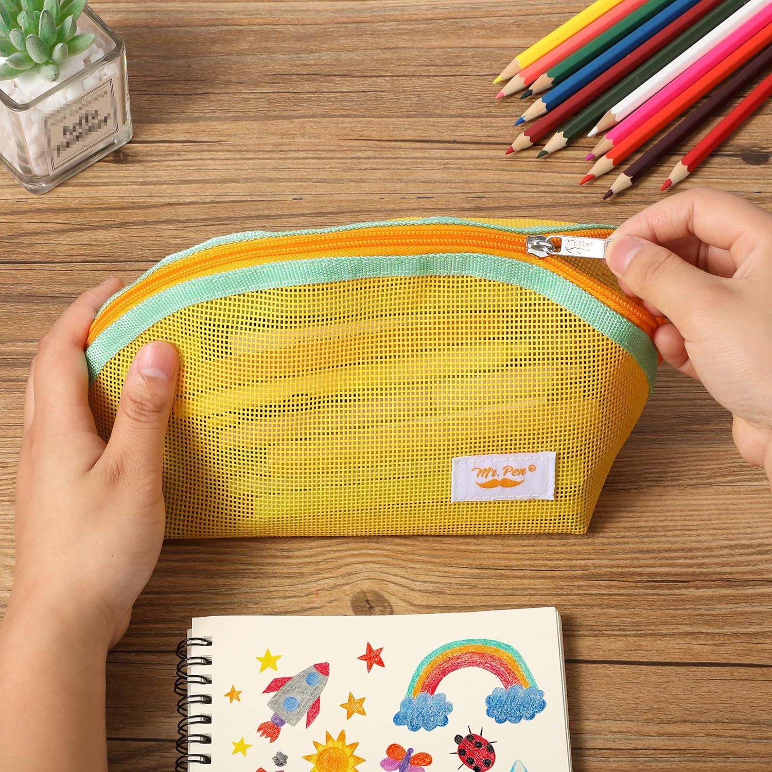 imageMr Pen Mesh Pencil Case Yellow Mesh Zipper Pouch Bags Mesh Bags with Zipper Pouches for Organization Cosmetic Bag Purse Pouch Cute Makeup Bag Make Up Pouch Makeup Bag Cute Zip Pouch