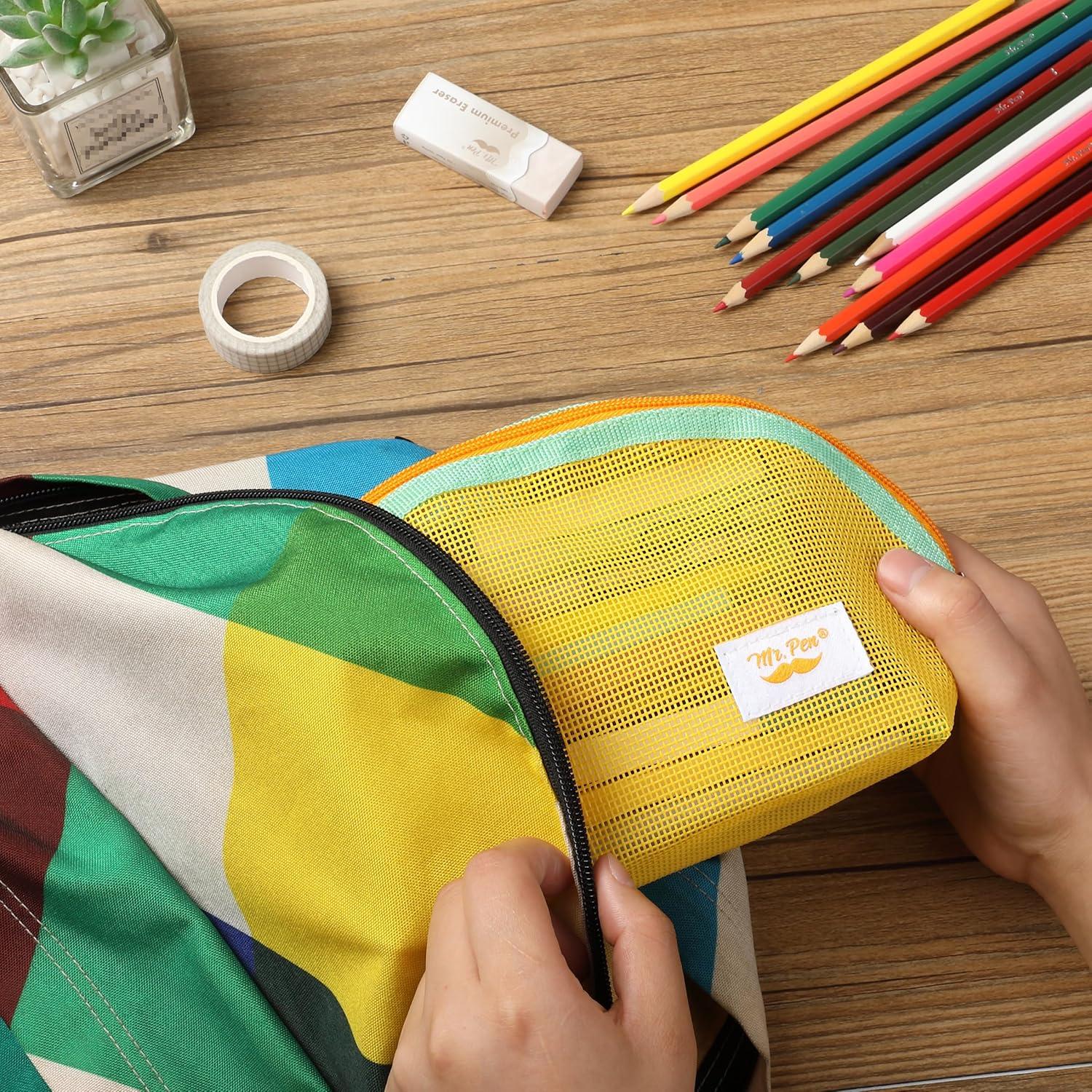 imageMr Pen Mesh Pencil Case Yellow Mesh Zipper Pouch Bags Mesh Bags with Zipper Pouches for Organization Cosmetic Bag Purse Pouch Cute Makeup Bag Make Up Pouch Makeup Bag Cute Zip Pouch