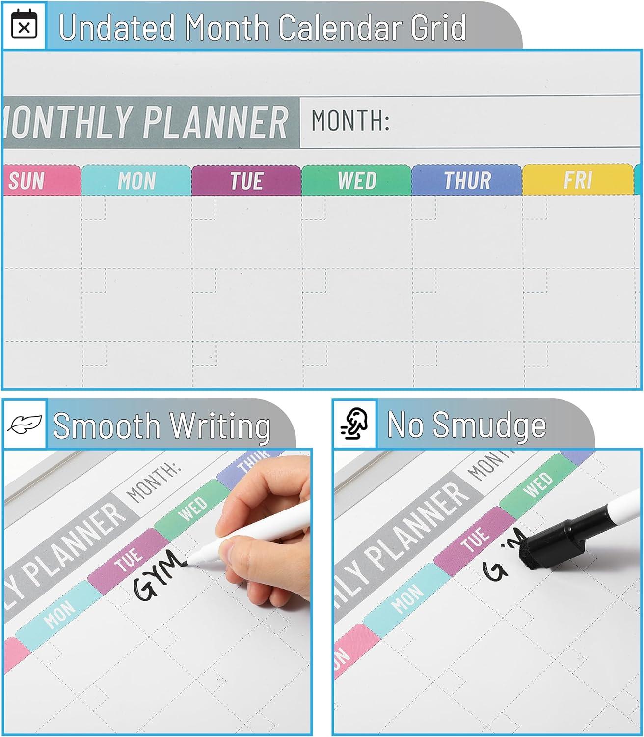 imageMr Pen Monthly Calendar Whiteboard for Wall 12x16 DoubleSided with Dry Erase Markers Magnetic Small Monthly Dry Erase Calendar for Wall White Board Calendar Dry Erase for Wall