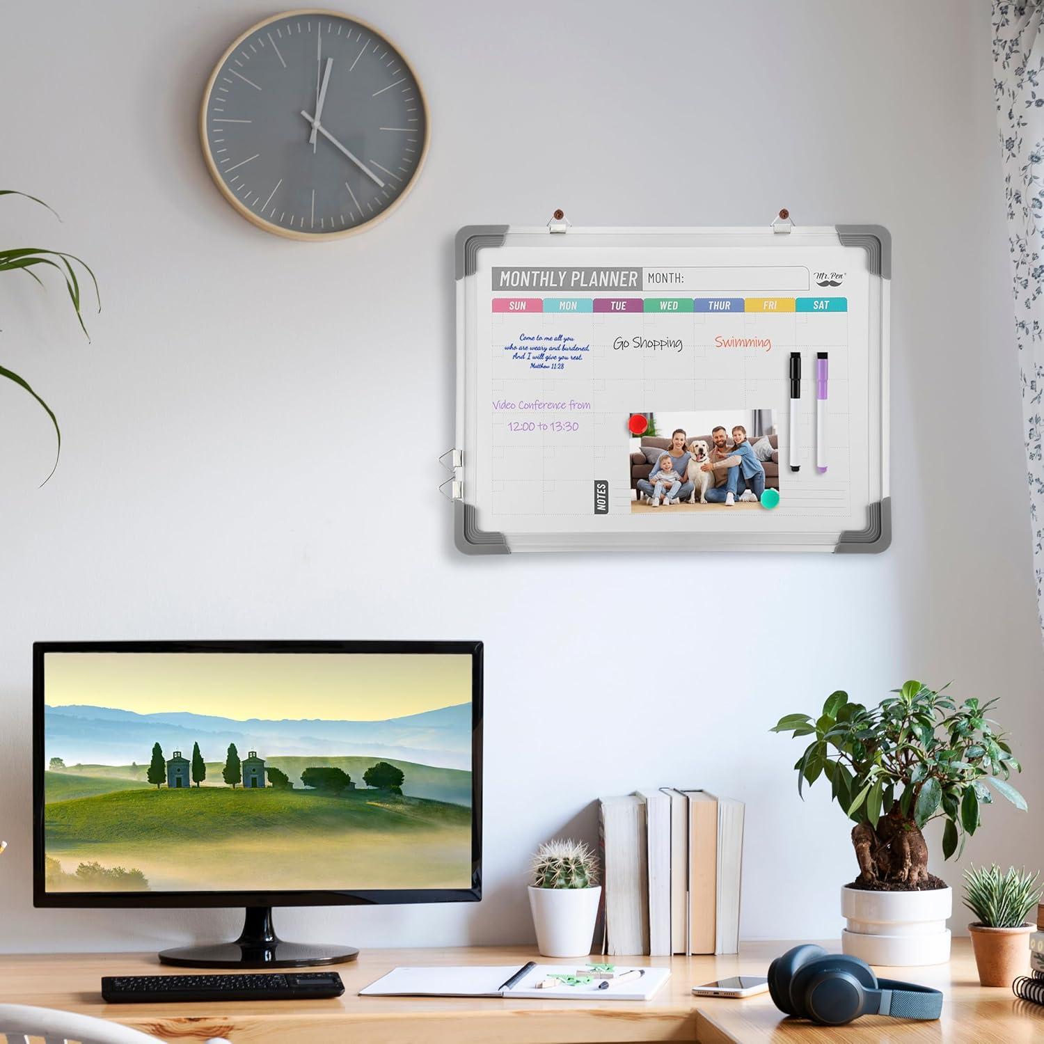 imageMr Pen Monthly Calendar Whiteboard for Wall 12x16 DoubleSided with Dry Erase Markers Magnetic Small Monthly Dry Erase Calendar for Wall White Board Calendar Dry Erase for Wall