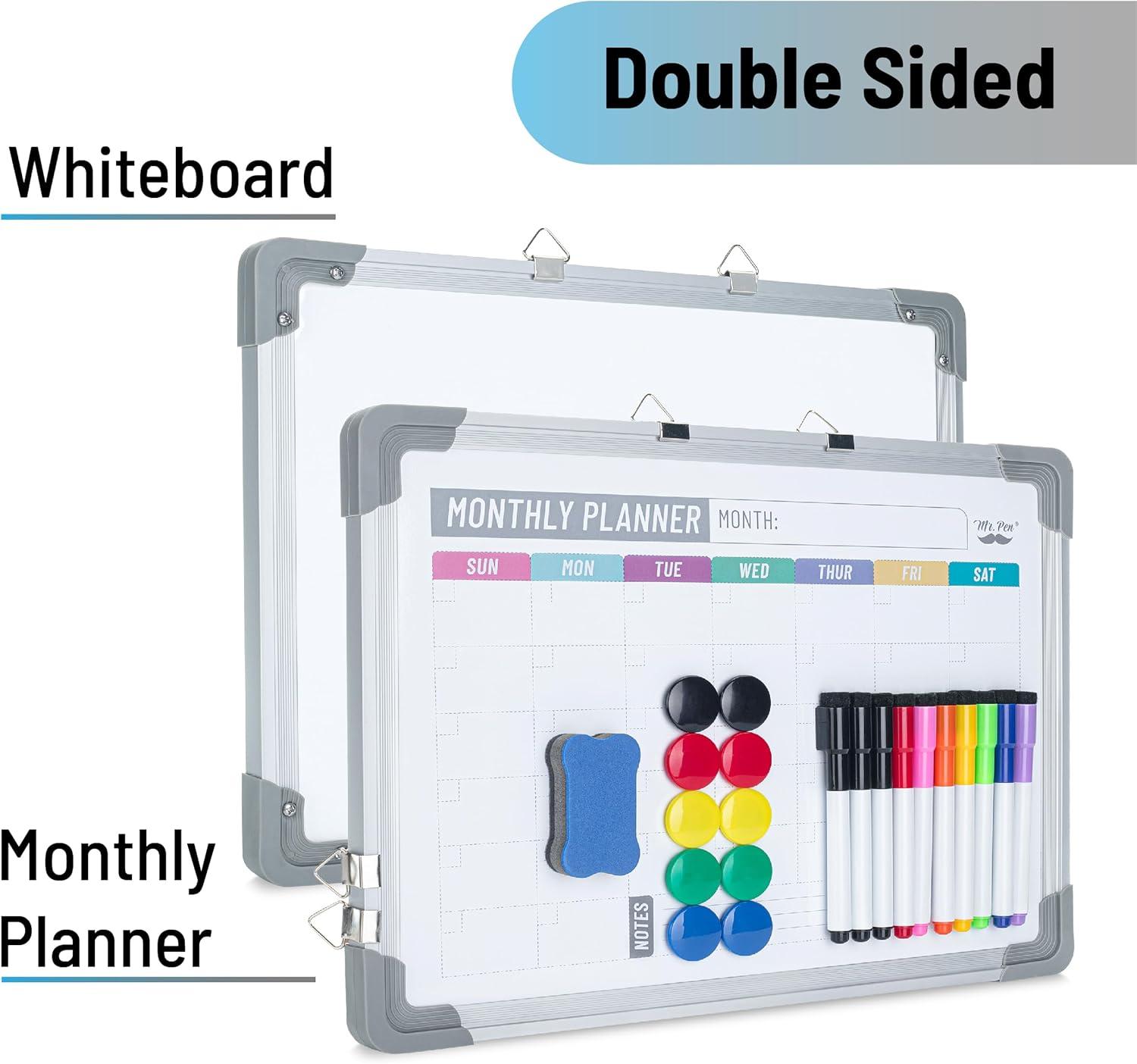 imageMr Pen Monthly Calendar Whiteboard for Wall 12x16 DoubleSided with Dry Erase Markers Magnetic Small Monthly Dry Erase Calendar for Wall White Board Calendar Dry Erase for Wall