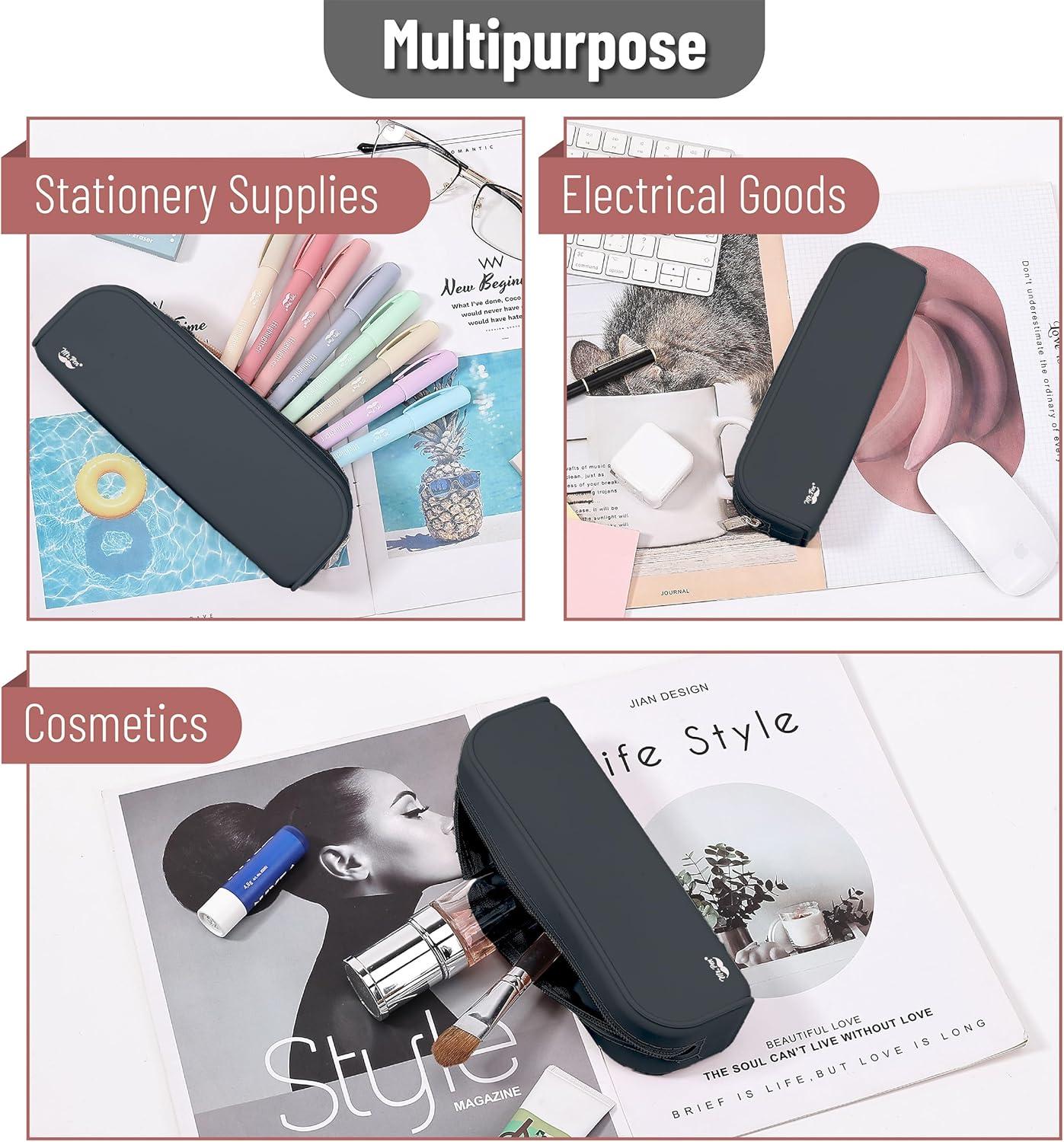 imageMr Pen Silicone Pencil Case Pouch Mint Breeze Aesthetic Multipurpose Design Aesthetic Pencil Case Small Silicone Makeup BagBlack