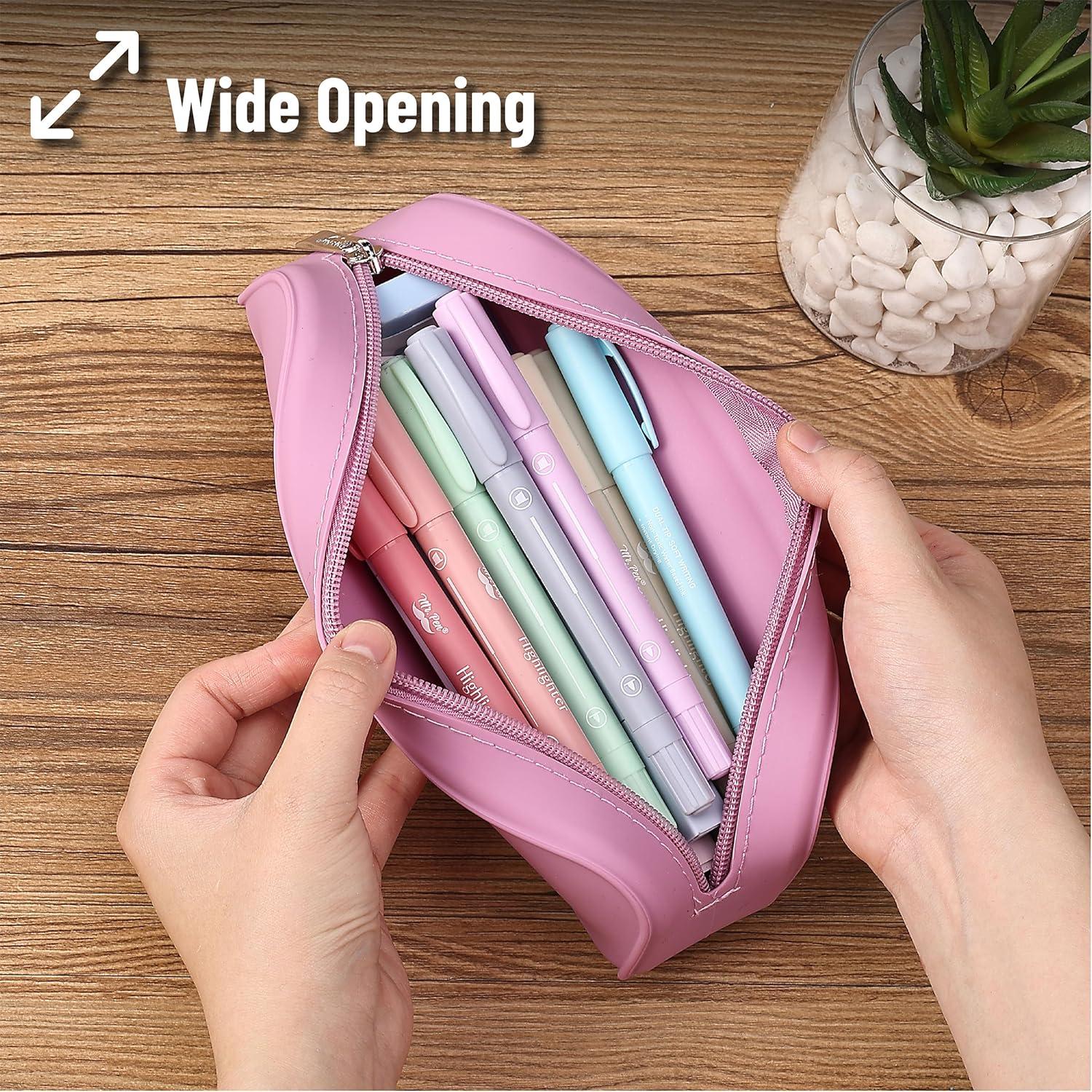 imageMr Pen Silicone Pencil Case Pouch Mint Breeze Aesthetic Multipurpose Design Aesthetic Pencil Case Small Silicone Makeup BagDusty Pink