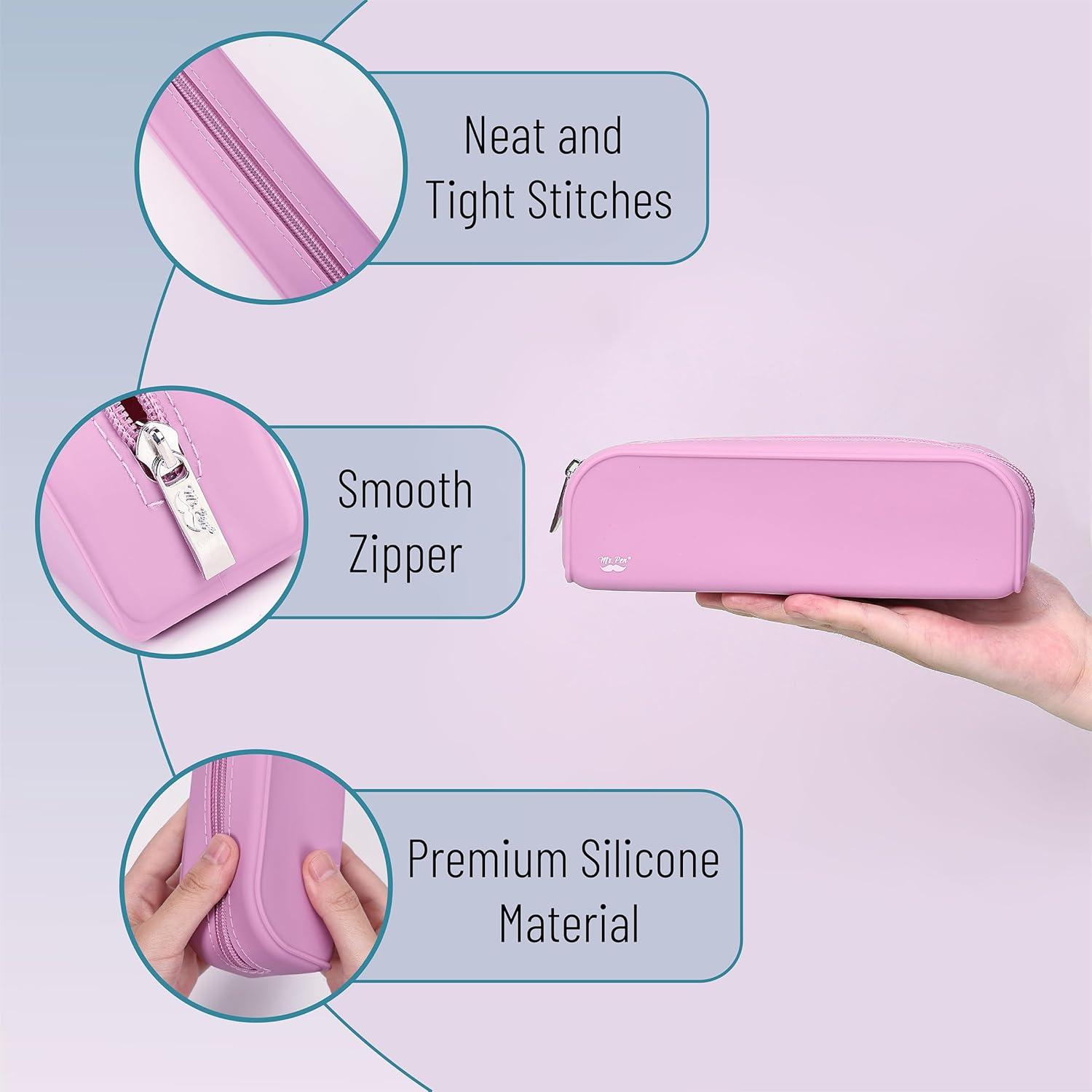 imageMr Pen Silicone Pencil Case Pouch Mint Breeze Aesthetic Multipurpose Design Aesthetic Pencil Case Small Silicone Makeup BagDusty Pink