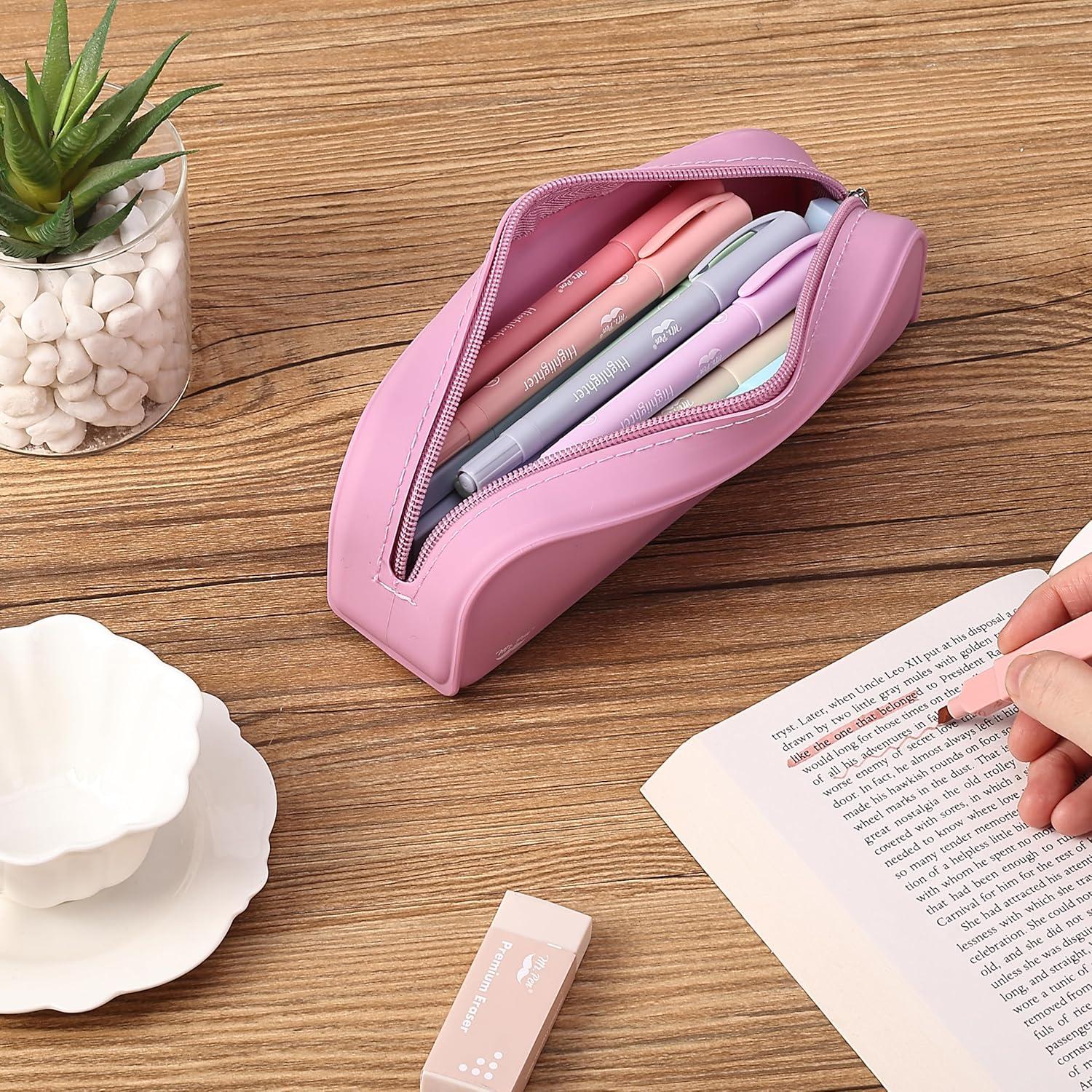 imageMr Pen Silicone Pencil Case Pouch Mint Breeze Aesthetic Multipurpose Design Aesthetic Pencil Case Small Silicone Makeup BagDusty Pink