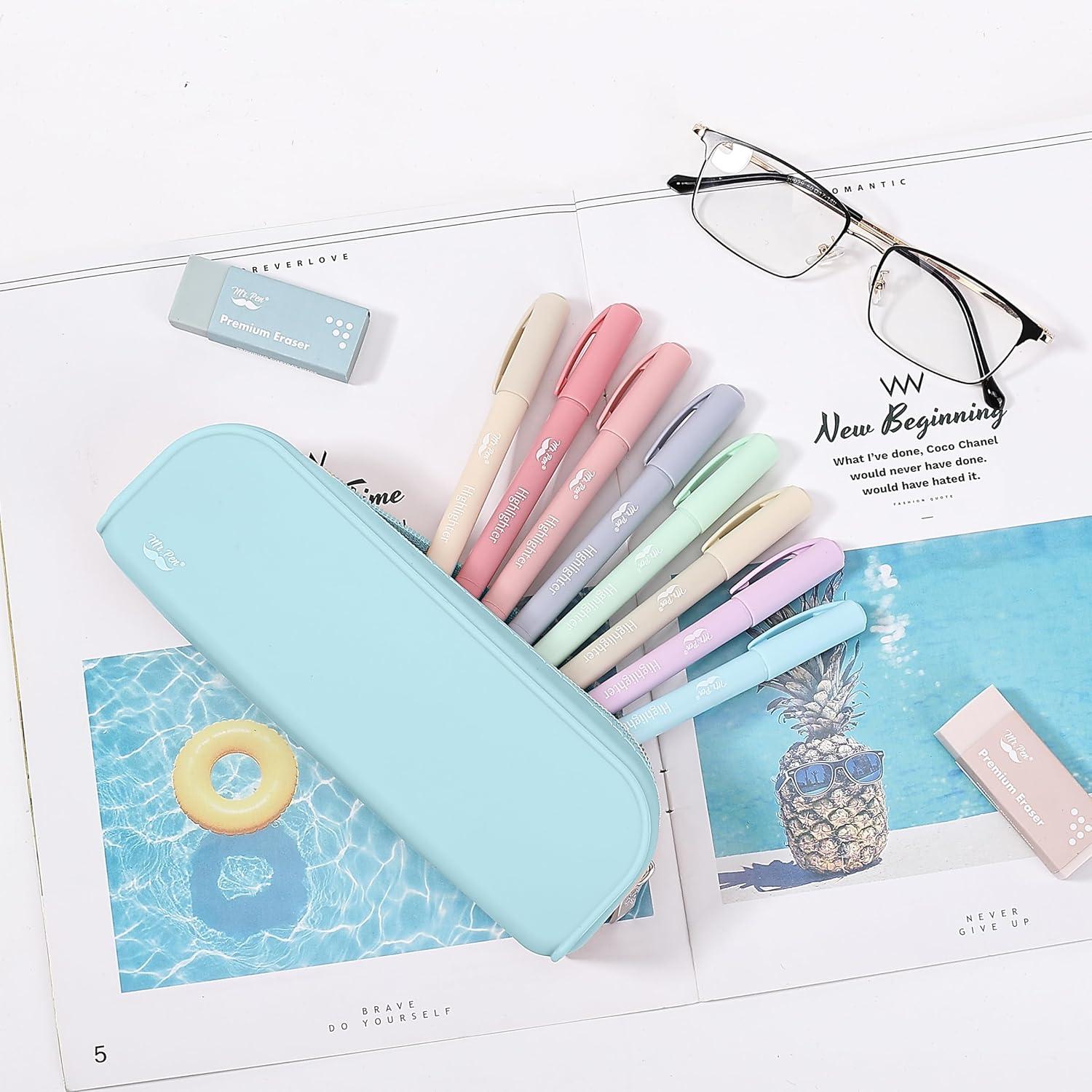 imageMr Pen Silicone Pencil Case Pouch Mint Breeze Aesthetic Multipurpose Design Aesthetic Pencil Case Small Silicone Makeup BagLight Blue