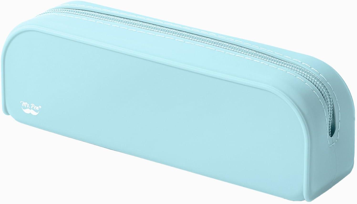 imageMr Pen Silicone Pencil Case Pouch Mint Breeze Aesthetic Multipurpose Design Aesthetic Pencil Case Small Silicone Makeup BagLight Blue