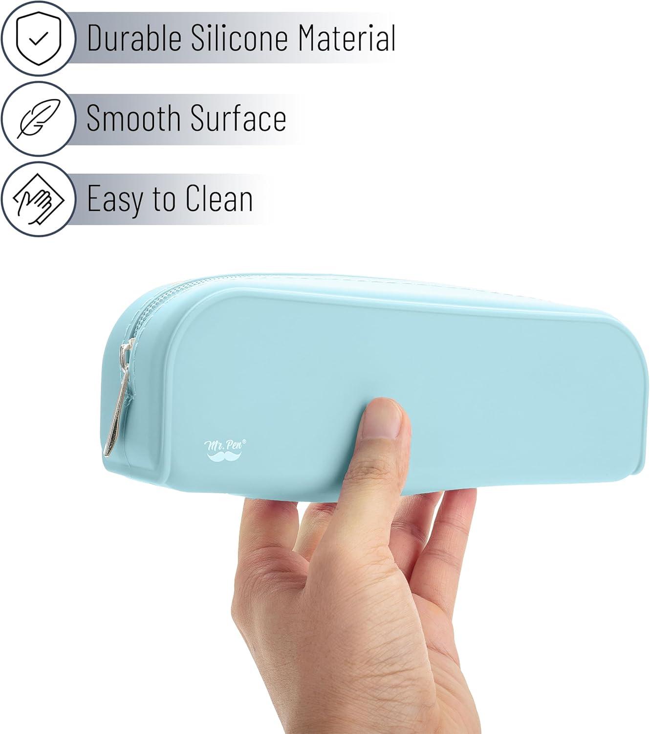 imageMr Pen Silicone Pencil Case Pouch Mint Breeze Aesthetic Multipurpose Design Aesthetic Pencil Case Small Silicone Makeup BagLight Blue