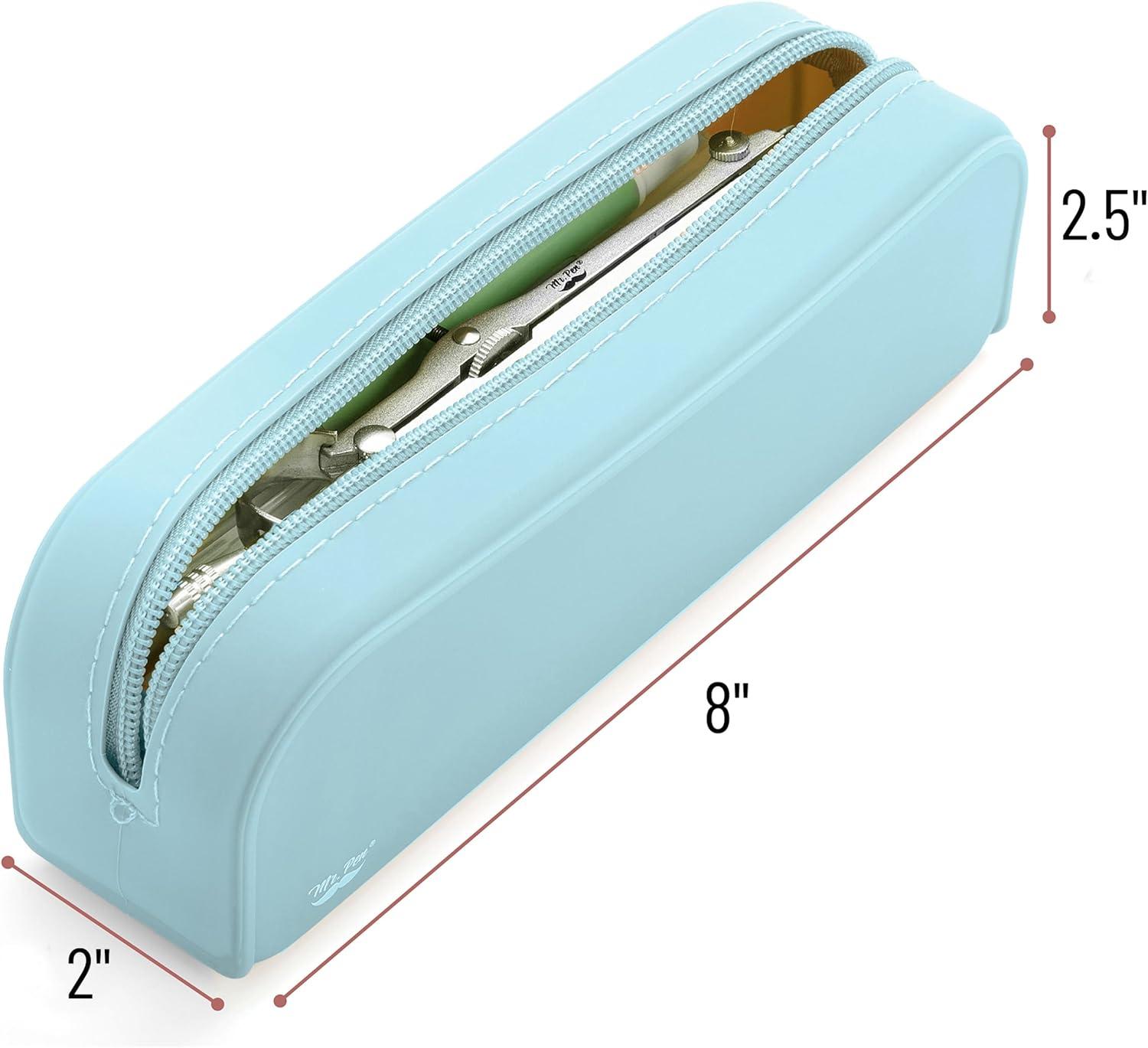imageMr Pen Silicone Pencil Case Pouch Mint Breeze Aesthetic Multipurpose Design Aesthetic Pencil Case Small Silicone Makeup BagLight Blue