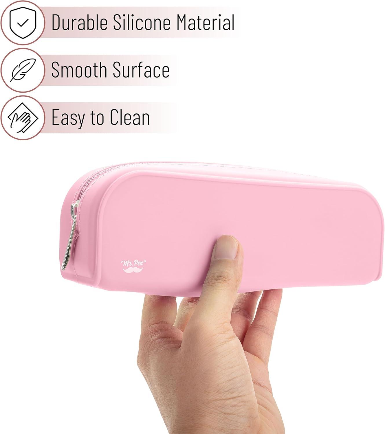 imageMr Pen Silicone Pencil Case Pouch Mint Breeze Aesthetic Multipurpose Design Aesthetic Pencil Case Small Silicone Makeup BagLight Pink