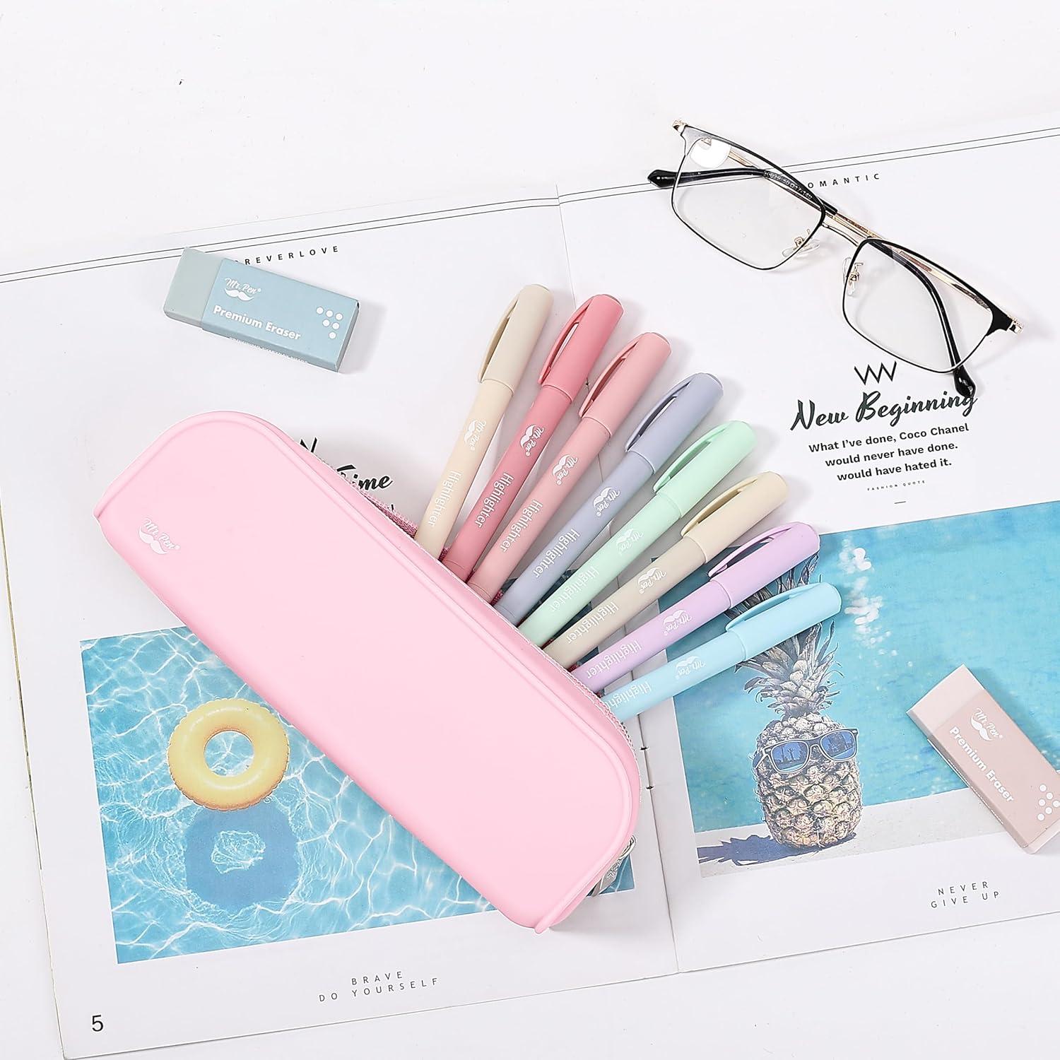 imageMr Pen Silicone Pencil Case Pouch Mint Breeze Aesthetic Multipurpose Design Aesthetic Pencil Case Small Silicone Makeup BagLight Pink