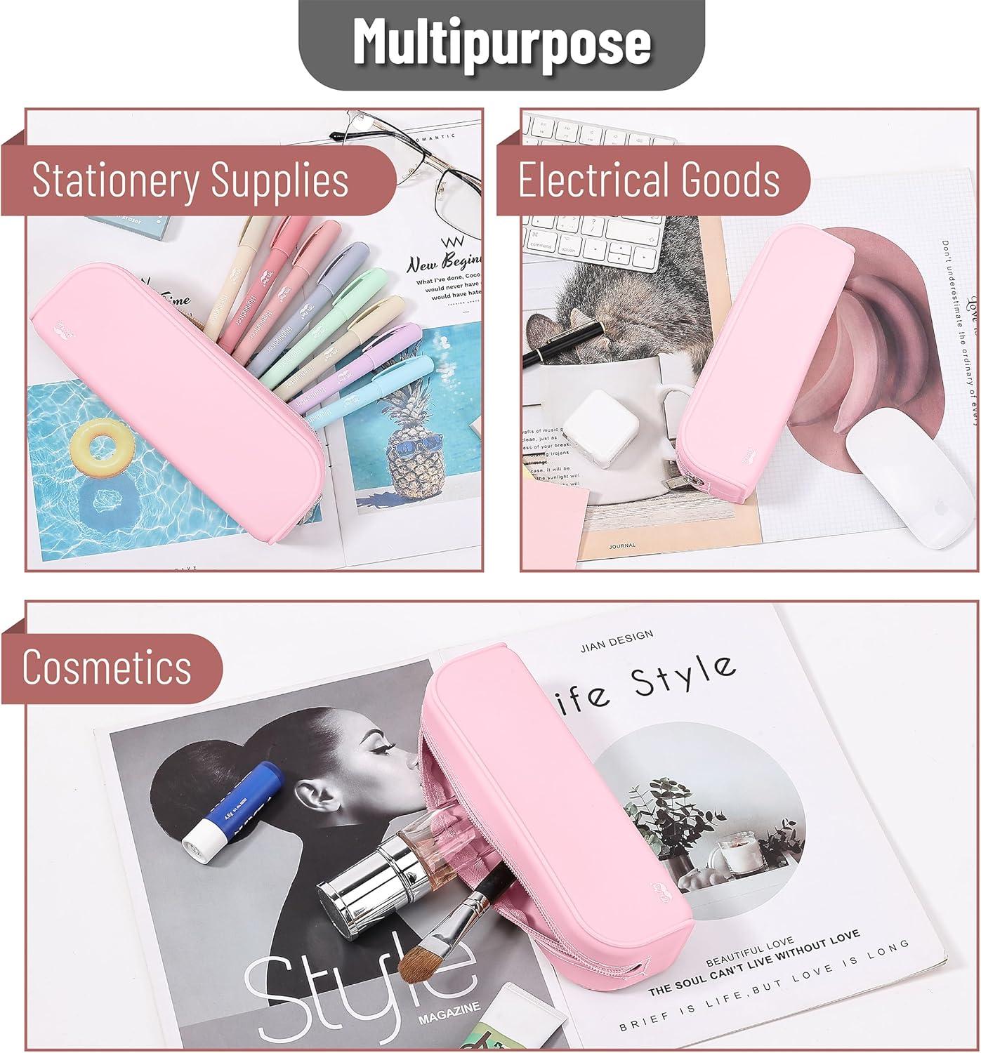 imageMr Pen Silicone Pencil Case Pouch Mint Breeze Aesthetic Multipurpose Design Aesthetic Pencil Case Small Silicone Makeup BagLight Pink