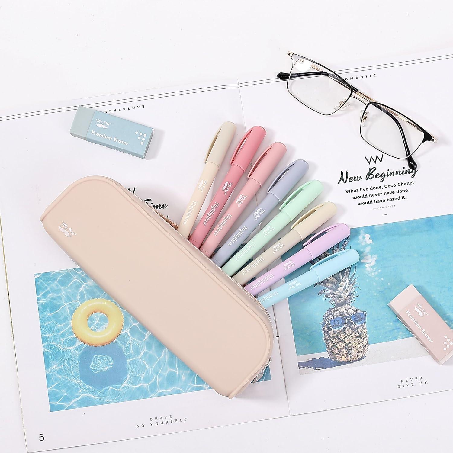 imageMr Pen Silicone Pencil Case Pouch Mint Breeze Aesthetic Multipurpose Design Aesthetic Pencil Case Small Silicone Makeup BagMalibu Dune