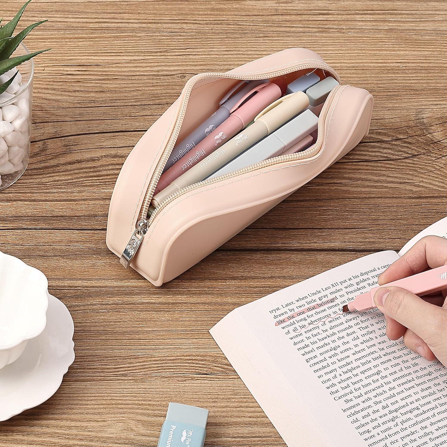 imageMr Pen Silicone Pencil Case Pouch Mint Breeze Aesthetic Multipurpose Design Aesthetic Pencil Case Small Silicone Makeup BagMalibu Dune