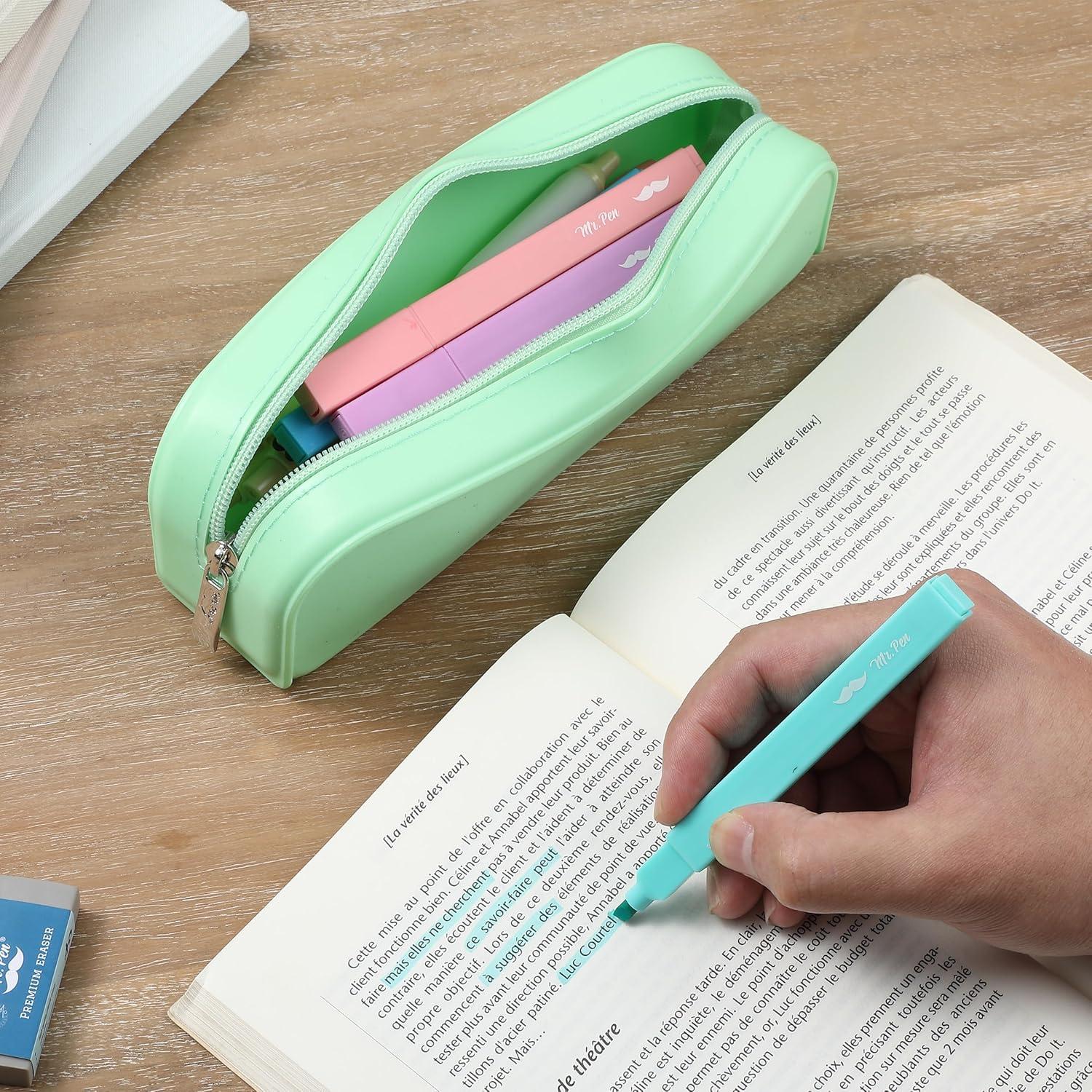 imageMr Pen Silicone Pencil Case Pouch Mint Breeze Aesthetic Multipurpose Design Aesthetic Pencil Case Small Silicone Makeup BagMint Breeze