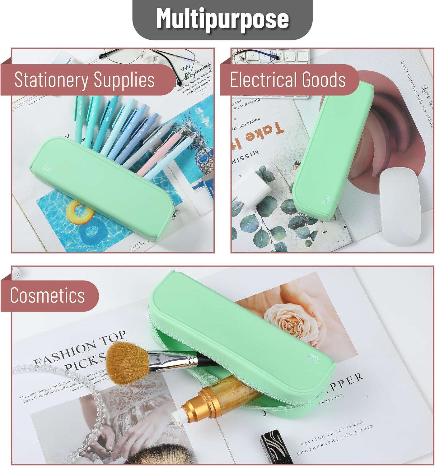 imageMr Pen Silicone Pencil Case Pouch Mint Breeze Aesthetic Multipurpose Design Aesthetic Pencil Case Small Silicone Makeup BagMint Breeze