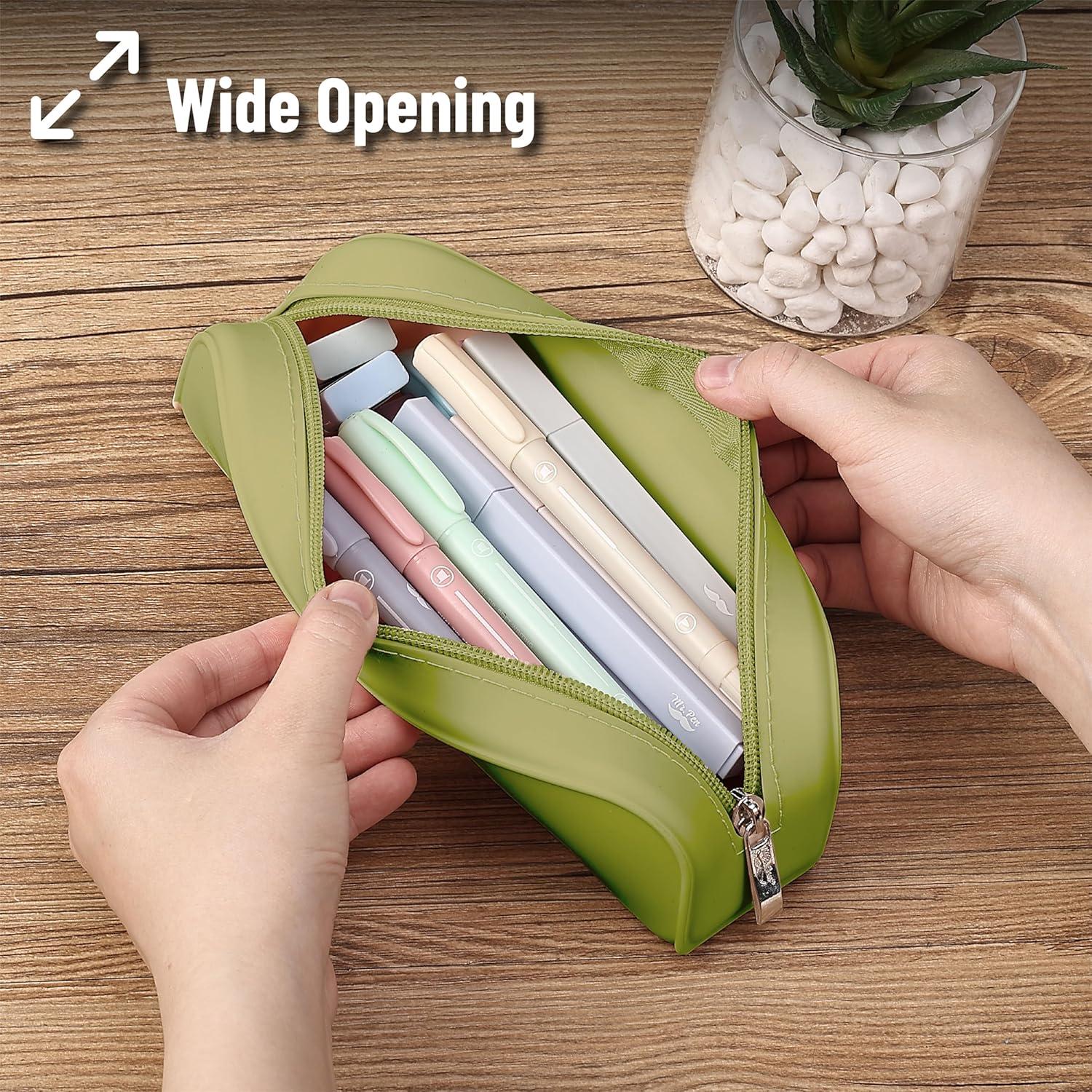 imageMr Pen Silicone Pencil Case Pouch Mint Breeze Aesthetic Multipurpose Design Aesthetic Pencil Case Small Silicone Makeup BagOlive Green
