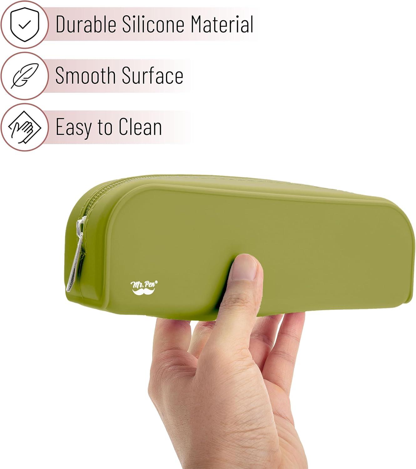 imageMr Pen Silicone Pencil Case Pouch Mint Breeze Aesthetic Multipurpose Design Aesthetic Pencil Case Small Silicone Makeup BagOlive Green