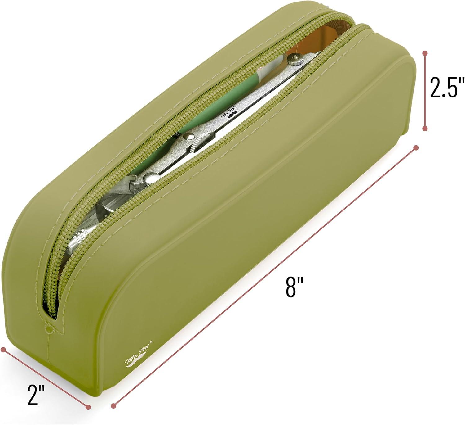 imageMr Pen Silicone Pencil Case Pouch Mint Breeze Aesthetic Multipurpose Design Aesthetic Pencil Case Small Silicone Makeup BagOlive Green