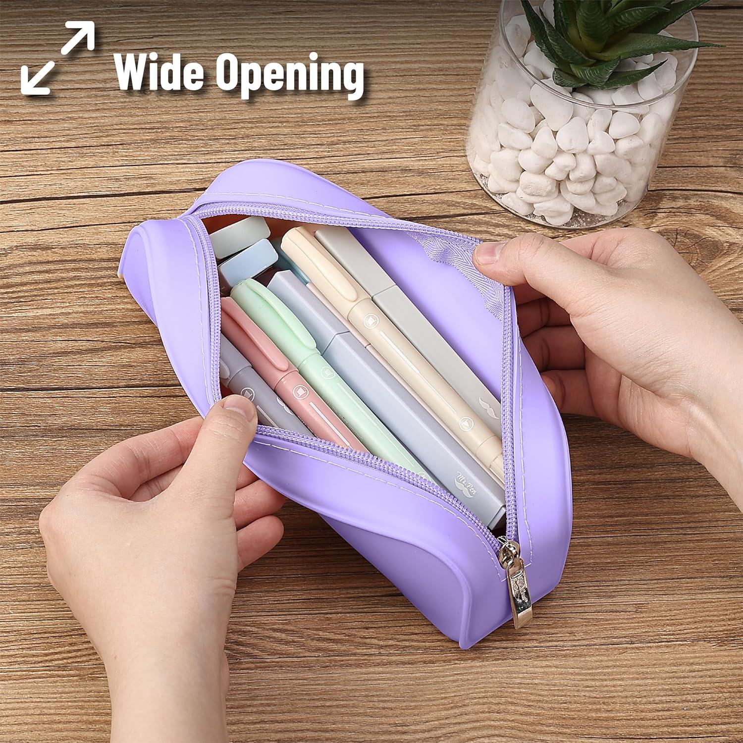 imageMr Pen Silicone Pencil Case Pouch Mint Breeze Aesthetic Multipurpose Design Aesthetic Pencil Case Small Silicone Makeup BagPurple