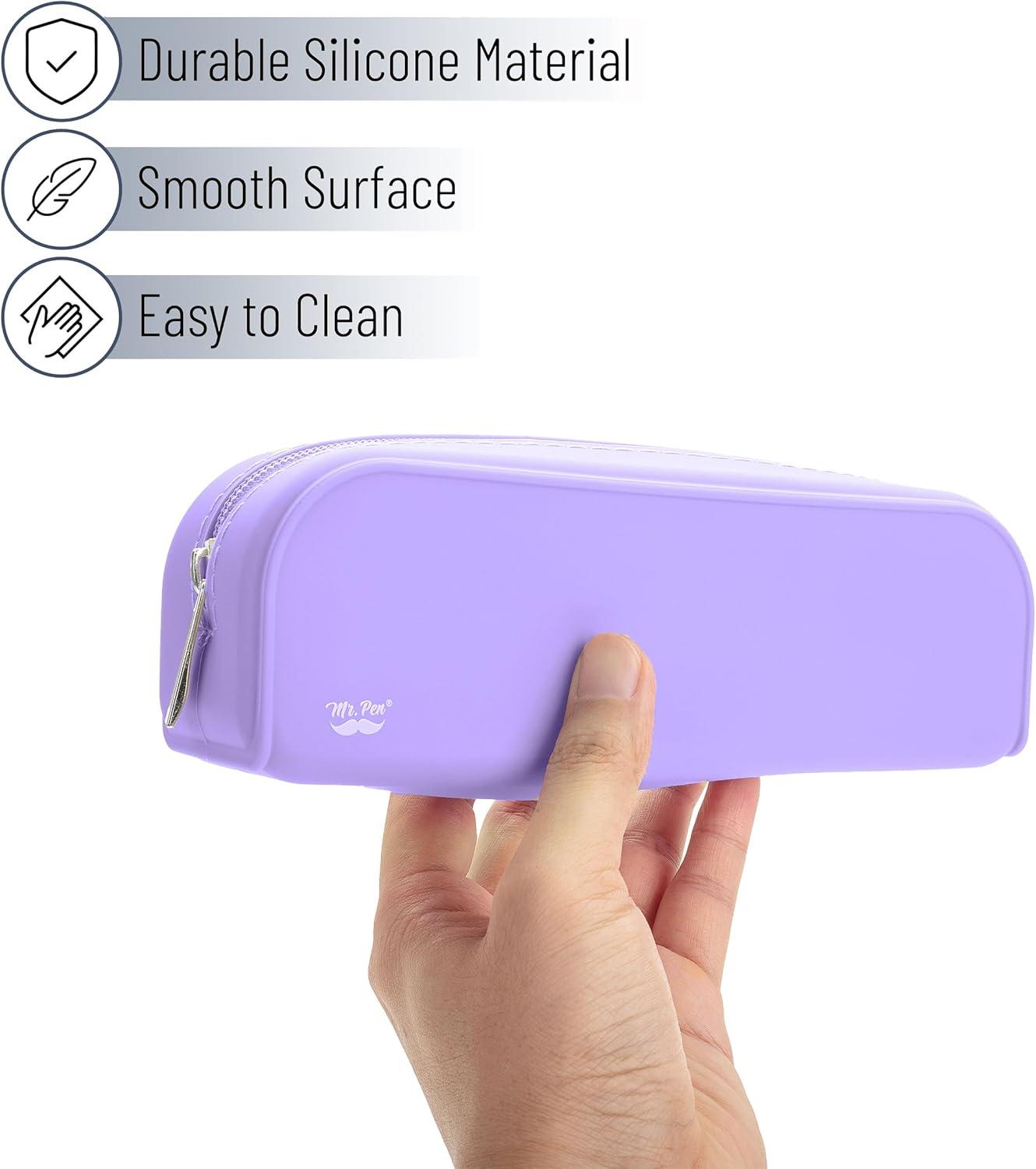 imageMr Pen Silicone Pencil Case Pouch Mint Breeze Aesthetic Multipurpose Design Aesthetic Pencil Case Small Silicone Makeup BagPurple
