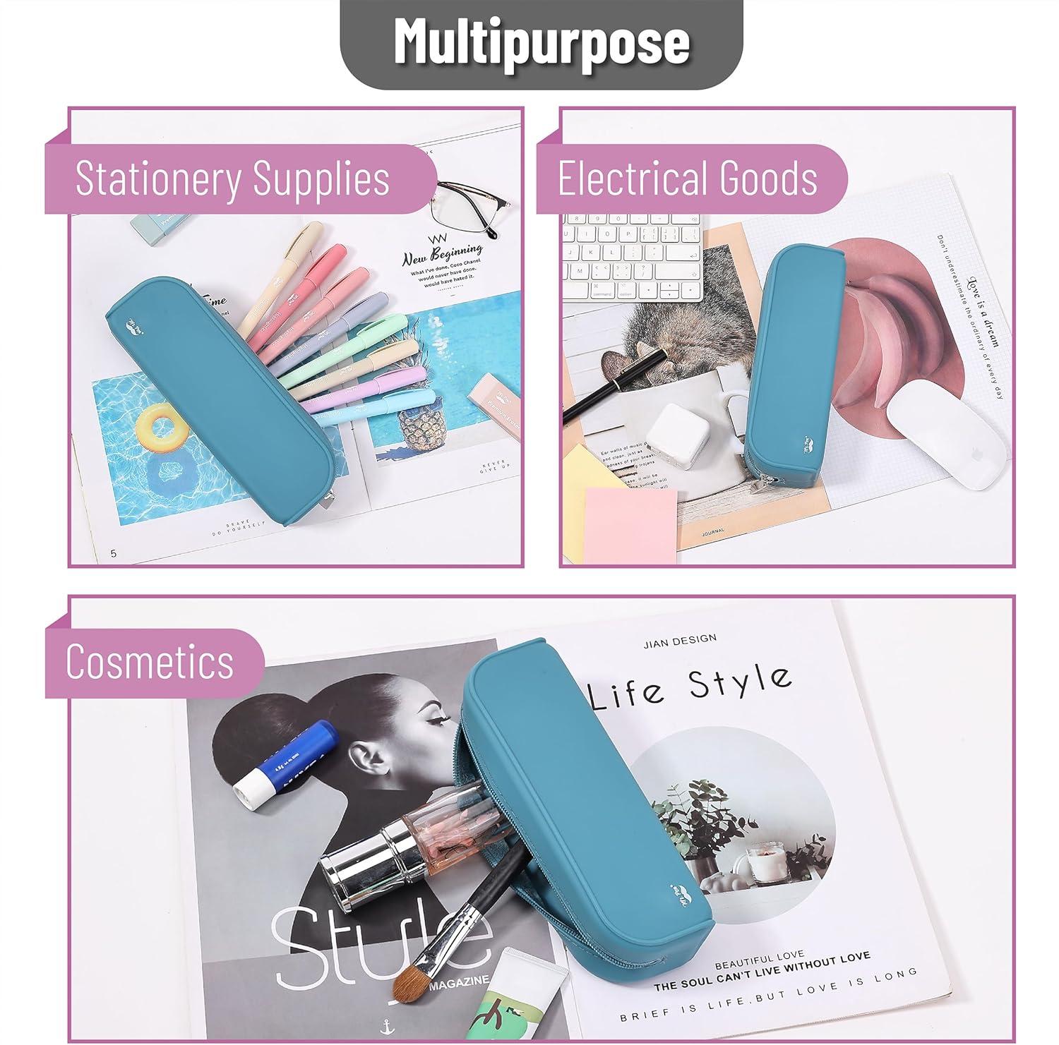 imageMr Pen Silicone Pencil Case Pouch Mint Breeze Aesthetic Multipurpose Design Aesthetic Pencil Case Small Silicone Makeup BagTeal