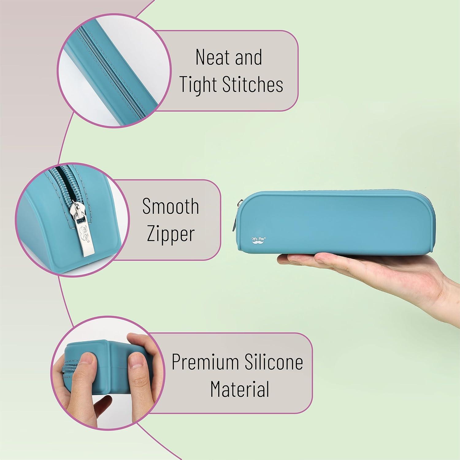 imageMr Pen Silicone Pencil Case Pouch Mint Breeze Aesthetic Multipurpose Design Aesthetic Pencil Case Small Silicone Makeup BagTeal