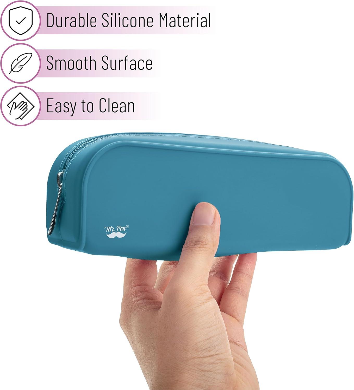 imageMr Pen Silicone Pencil Case Pouch Mint Breeze Aesthetic Multipurpose Design Aesthetic Pencil Case Small Silicone Makeup BagTeal