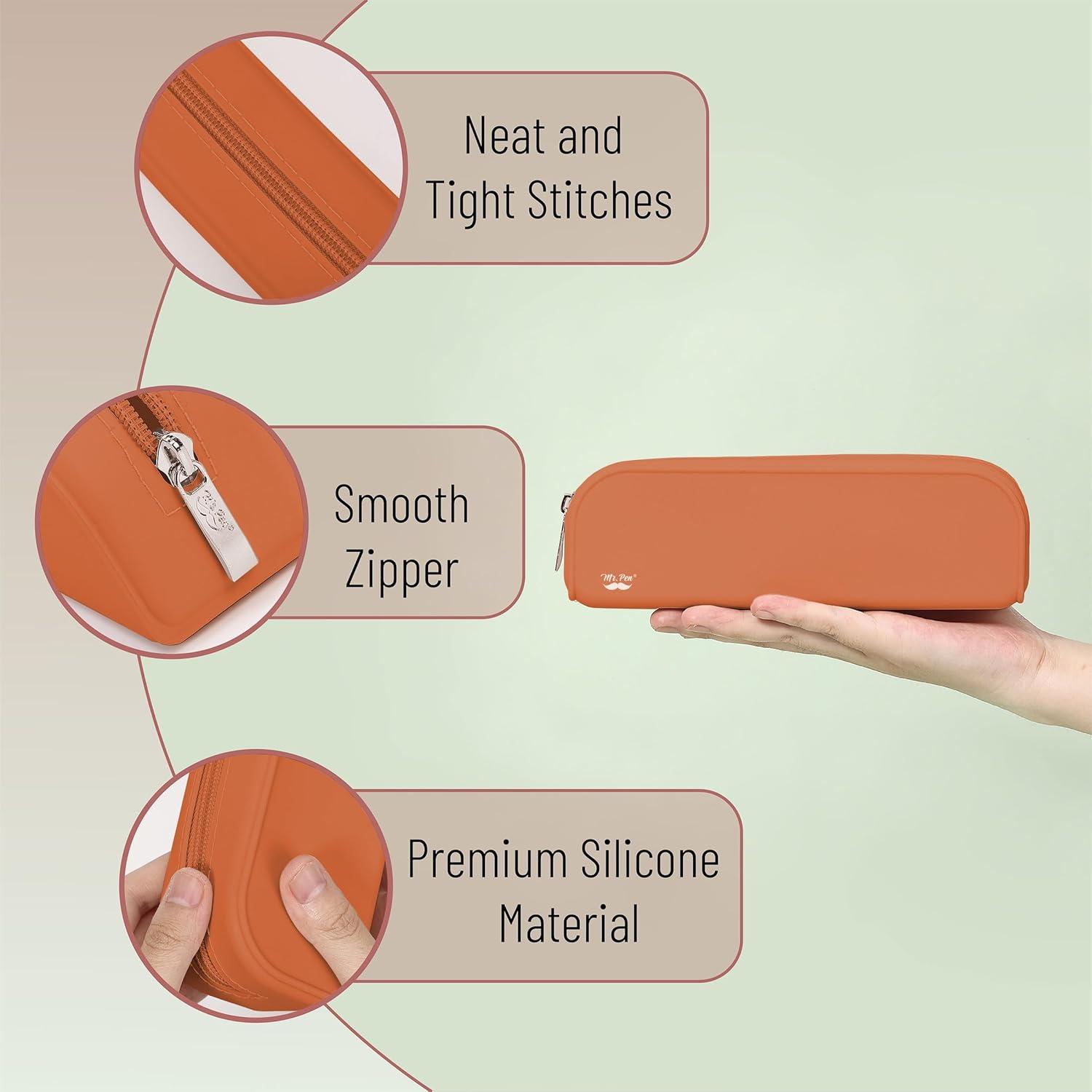 imageMr Pen Silicone Pencil Case Pouch Mint Breeze Aesthetic Multipurpose Design Aesthetic Pencil Case Small Silicone Makeup BagTerracotta