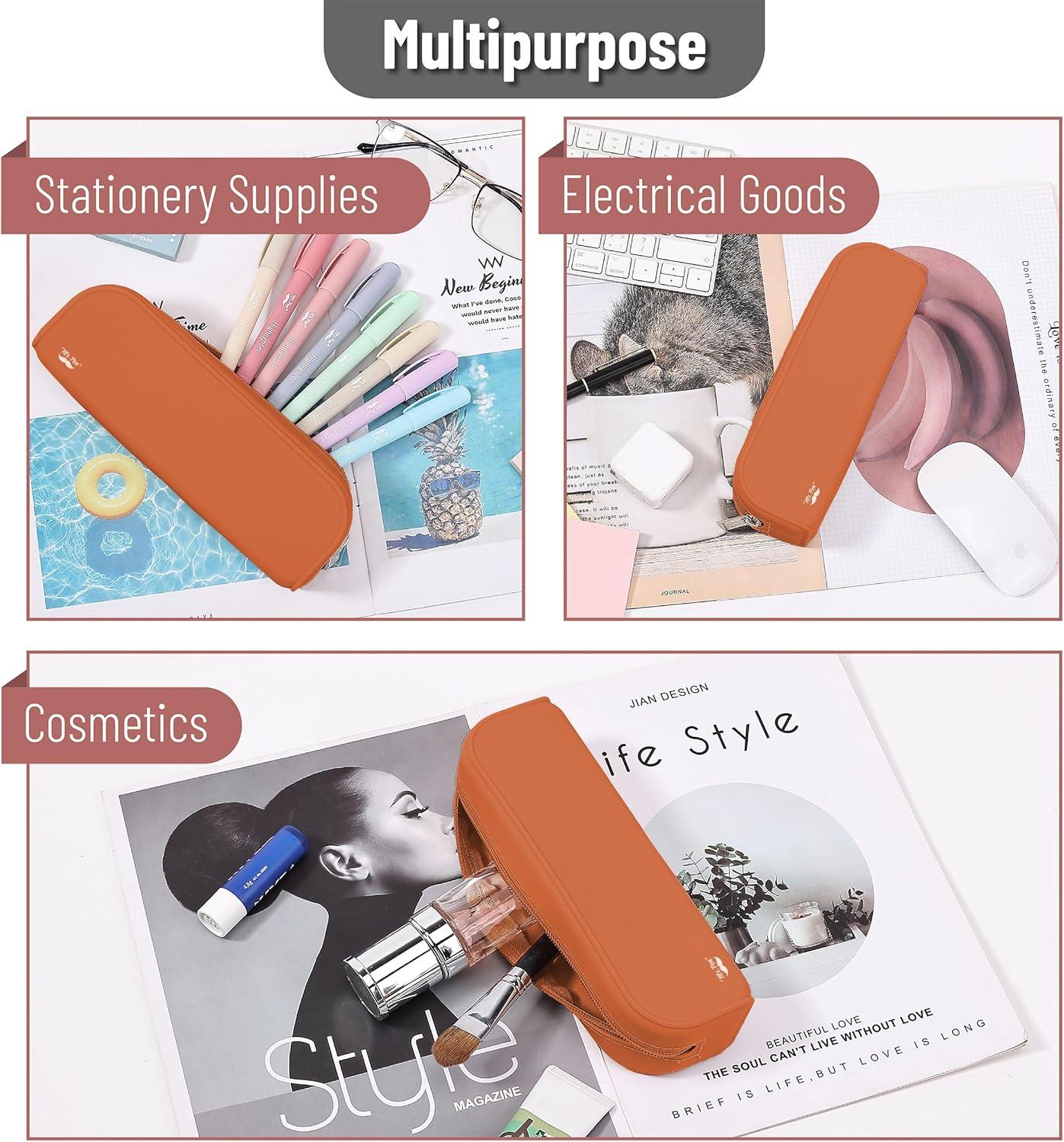 imageMr Pen Silicone Pencil Case Pouch Mint Breeze Aesthetic Multipurpose Design Aesthetic Pencil Case Small Silicone Makeup BagTerracotta