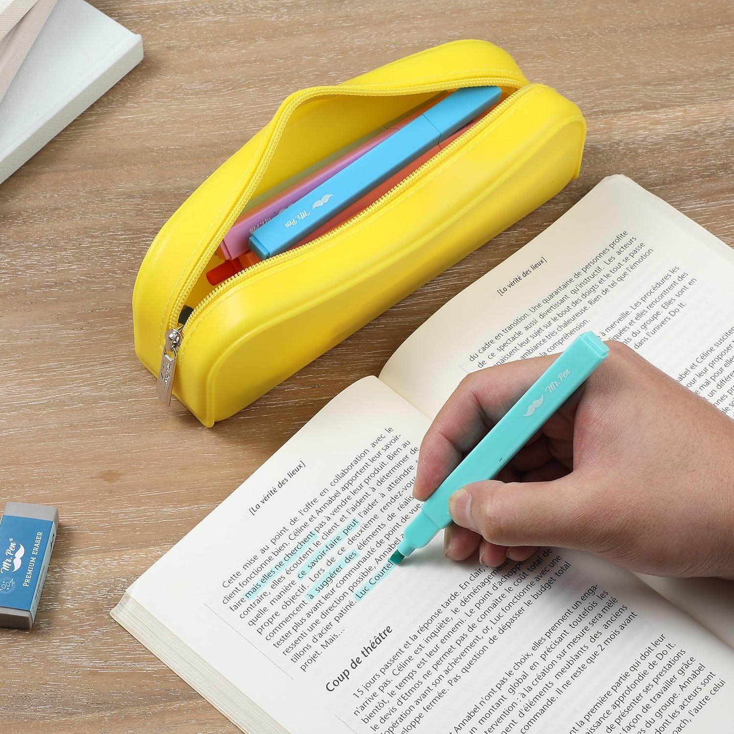 imageMr Pen Silicone Pencil Case Pouch Mint Breeze Aesthetic Multipurpose Design Aesthetic Pencil Case Small Silicone Makeup BagYellow