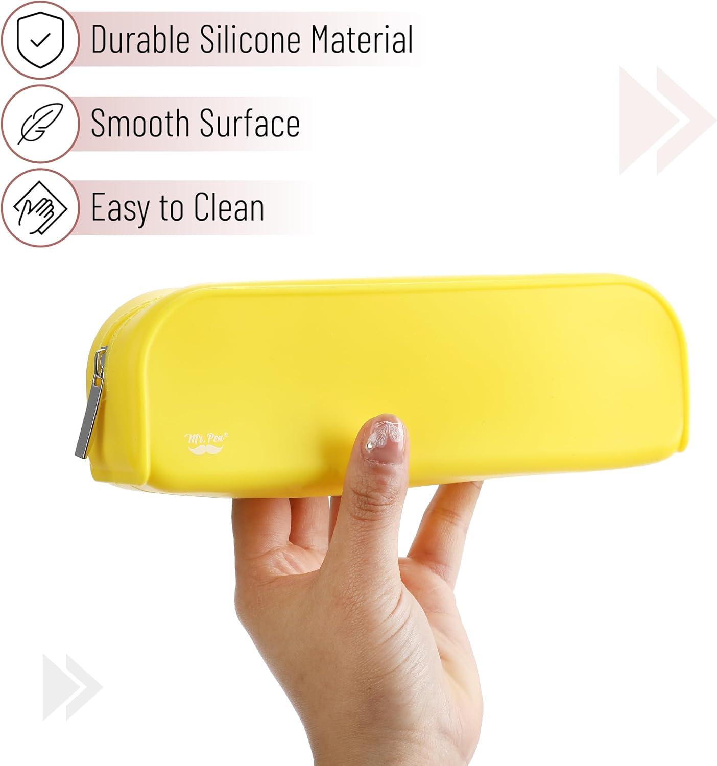 imageMr Pen Silicone Pencil Case Pouch Mint Breeze Aesthetic Multipurpose Design Aesthetic Pencil Case Small Silicone Makeup BagYellow