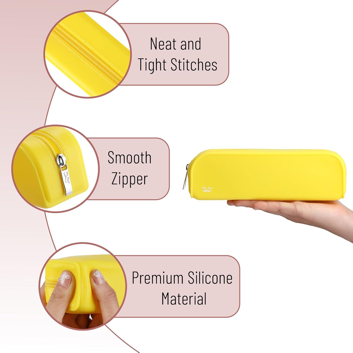 imageMr Pen Silicone Pencil Case Pouch Mint Breeze Aesthetic Multipurpose Design Aesthetic Pencil Case Small Silicone Makeup BagYellow