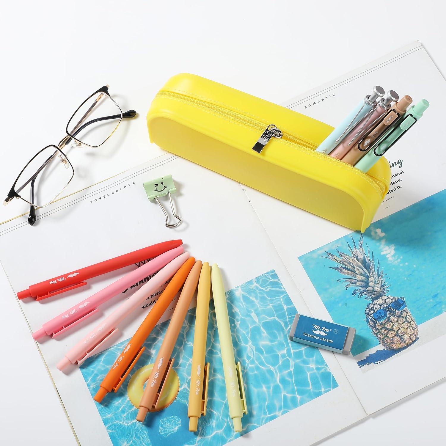 imageMr Pen Silicone Pencil Case Pouch Mint Breeze Aesthetic Multipurpose Design Aesthetic Pencil Case Small Silicone Makeup BagYellow