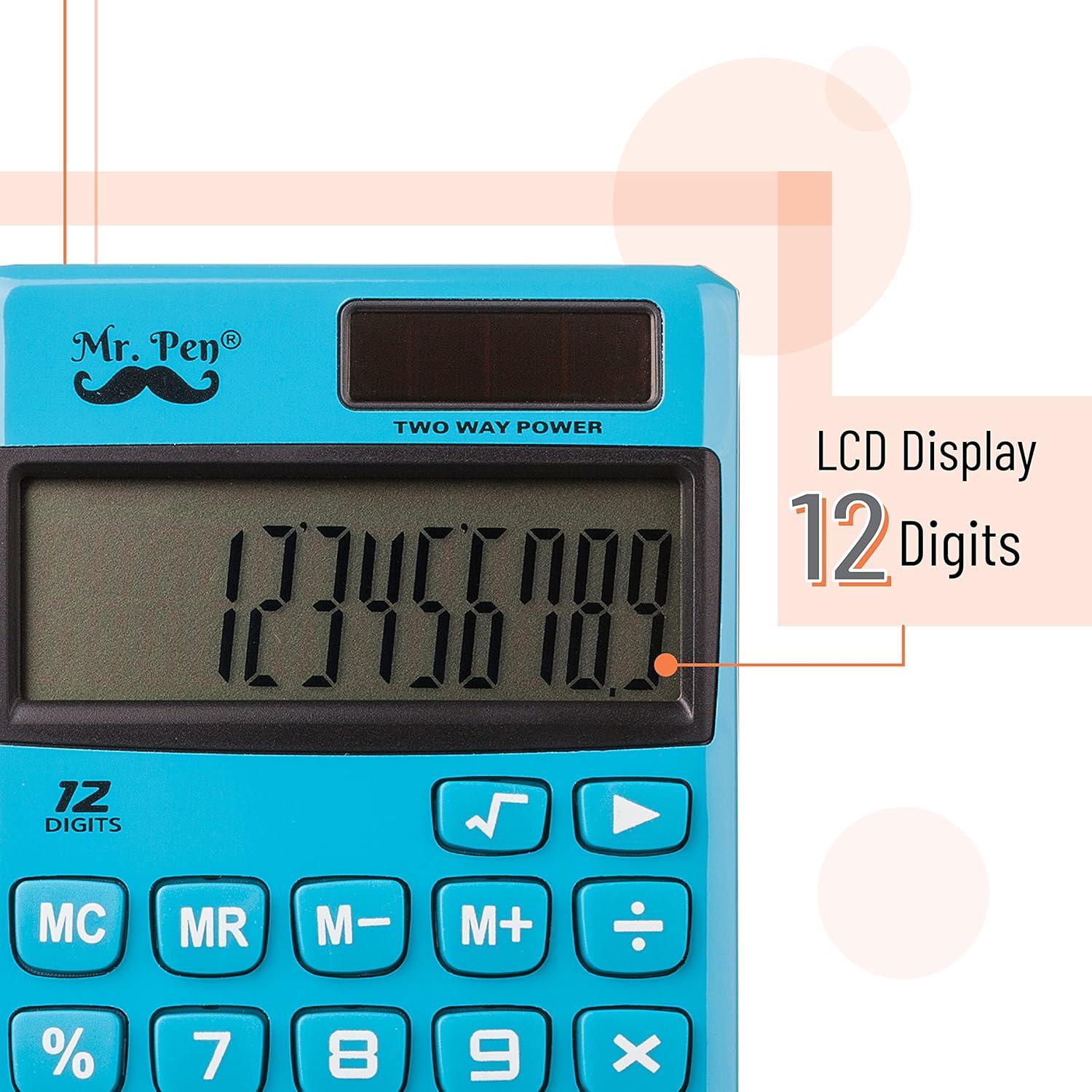 imageMr Pen Standard Function Calculator 12Digits Small Calculator Purple Small Calculator Pocket Calculator Simple Calculator Basic Office Calculators Small Handheld CalculatorBlue