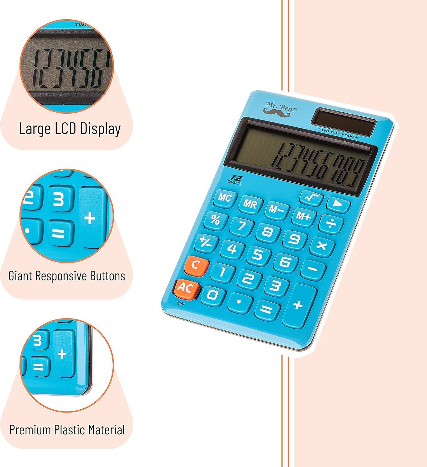 imageMr Pen Standard Function Calculator 12Digits Small Calculator Purple Small Calculator Pocket Calculator Simple Calculator Basic Office Calculators Small Handheld CalculatorBlue