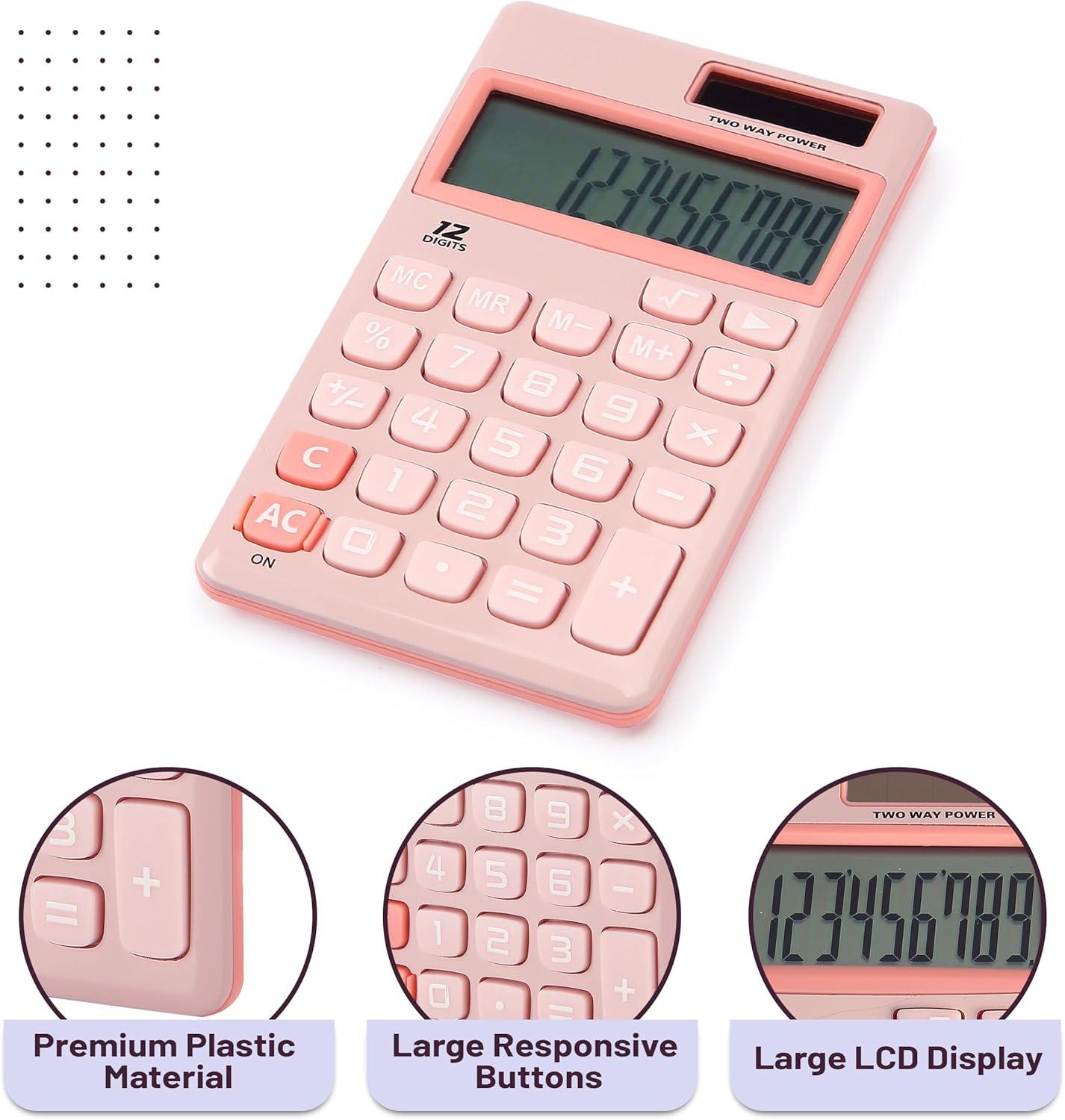 imageMr Pen Standard Function Calculator 12Digits Small Calculator Purple Small Calculator Pocket Calculator Simple Calculator Basic Office Calculators Small Handheld CalculatorLight Pink